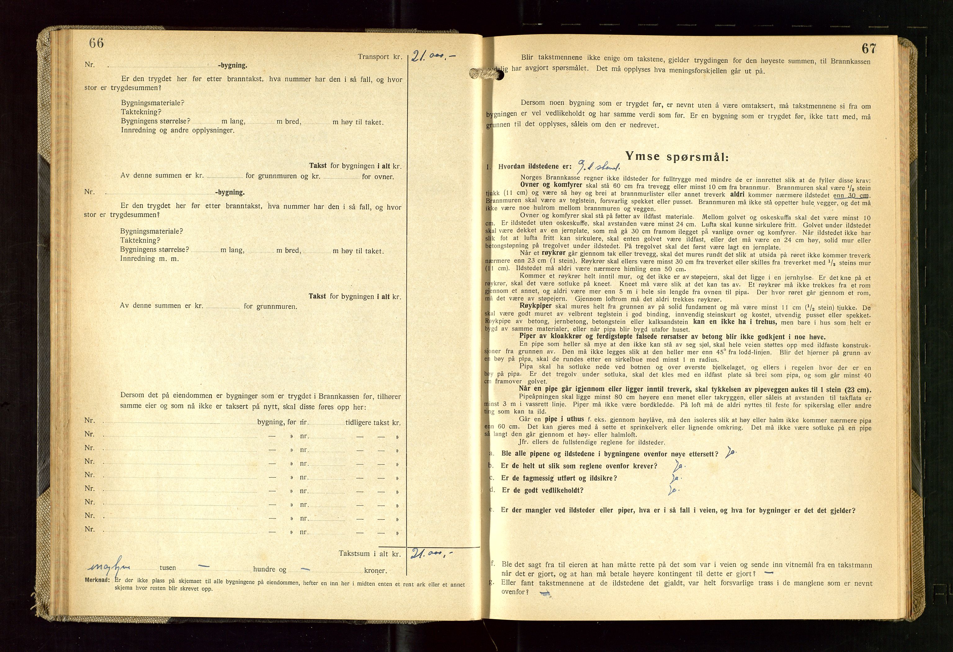 Skudenes lensmannskontor, AV/SAST-A-100444/Gob/L0003: "Brandtakstprotokoll", 1942-1954, s. 66-67