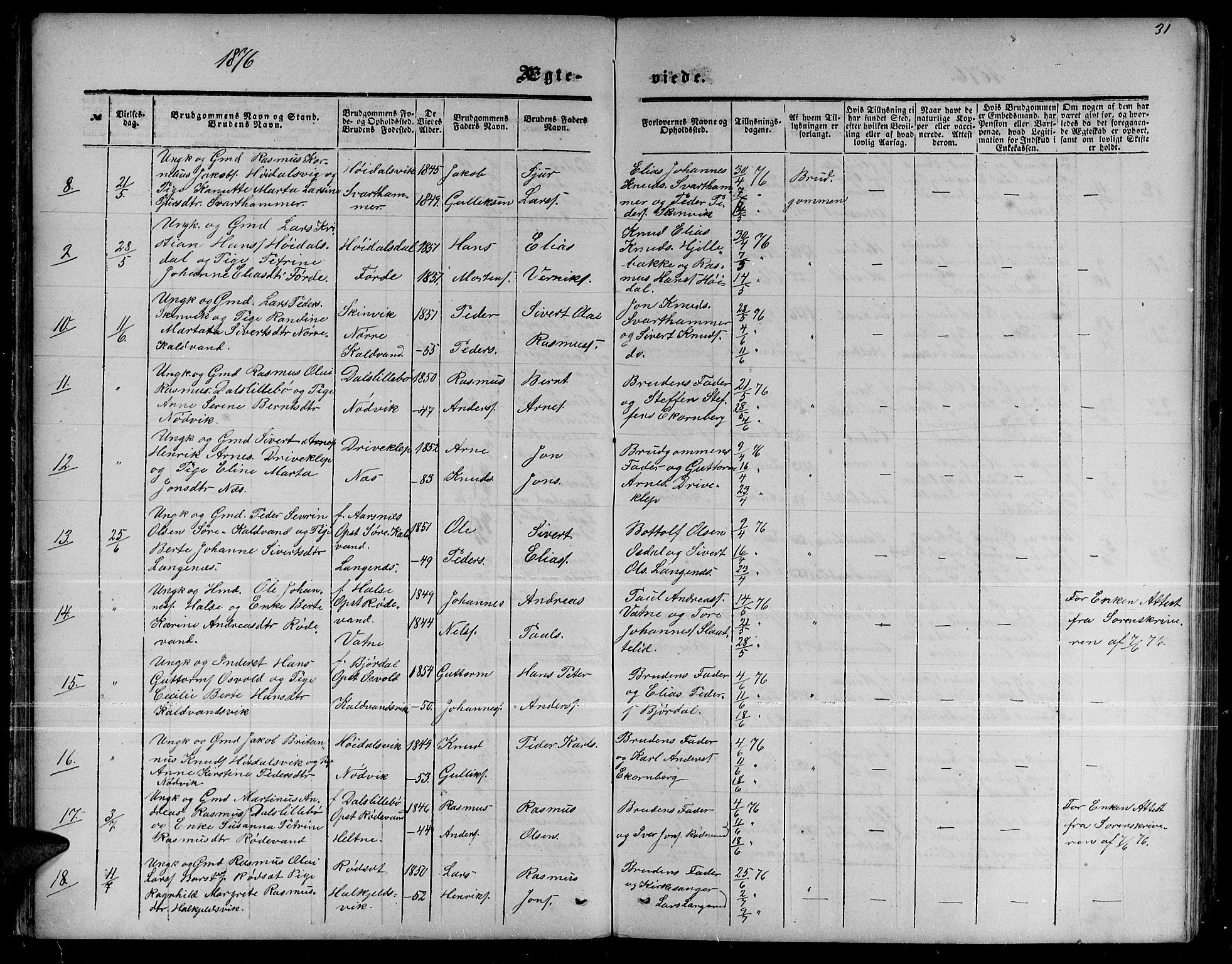 Ministerialprotokoller, klokkerbøker og fødselsregistre - Møre og Romsdal, AV/SAT-A-1454/511/L0157: Klokkerbok nr. 511C03, 1864-1884, s. 31