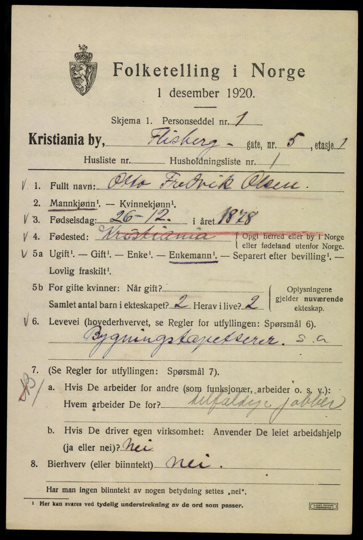 SAO, Folketelling 1920 for 0301 Kristiania kjøpstad, 1920, s. 230011