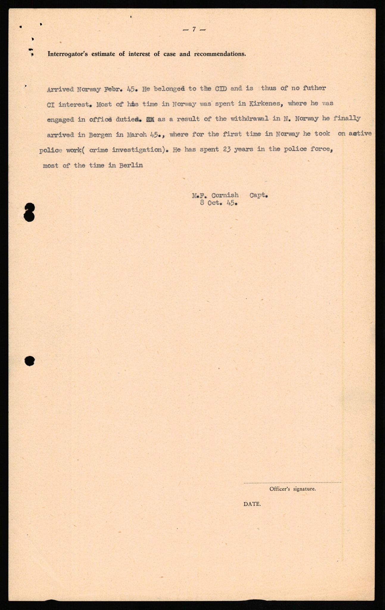 Forsvaret, Forsvarets overkommando II, AV/RA-RAFA-3915/D/Db/L0018: CI Questionaires. Tyske okkupasjonsstyrker i Norge. Tyskere., 1945-1946, s. 444