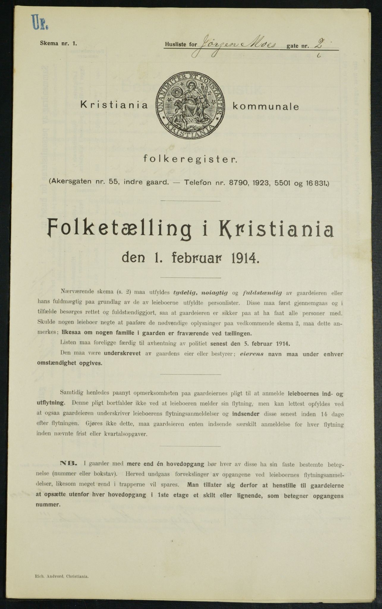 OBA, Kommunal folketelling 1.2.1914 for Kristiania, 1914, s. 47696