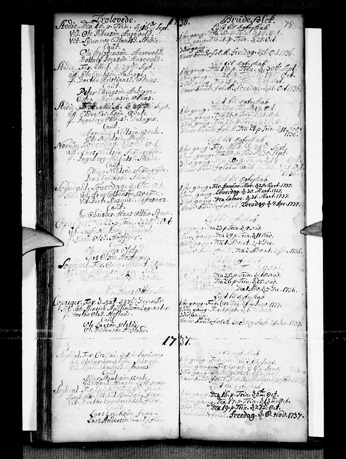 Sogndal sokneprestembete, SAB/A-81301/H/Haa/Haaa/L0002: Ministerialbok nr. A 2, 1725-1741, s. 75