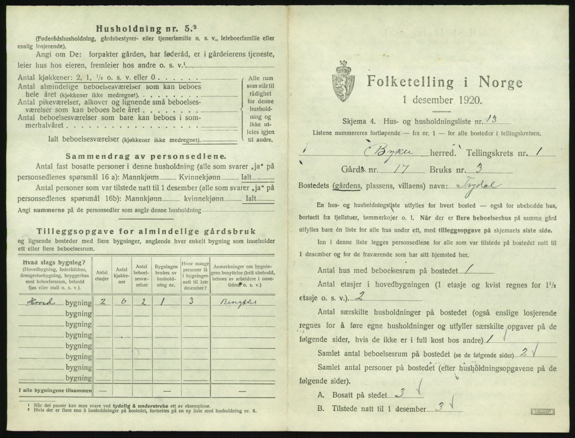 SAK, Folketelling 1920 for 0941 Bykle herred, 1920, s. 45