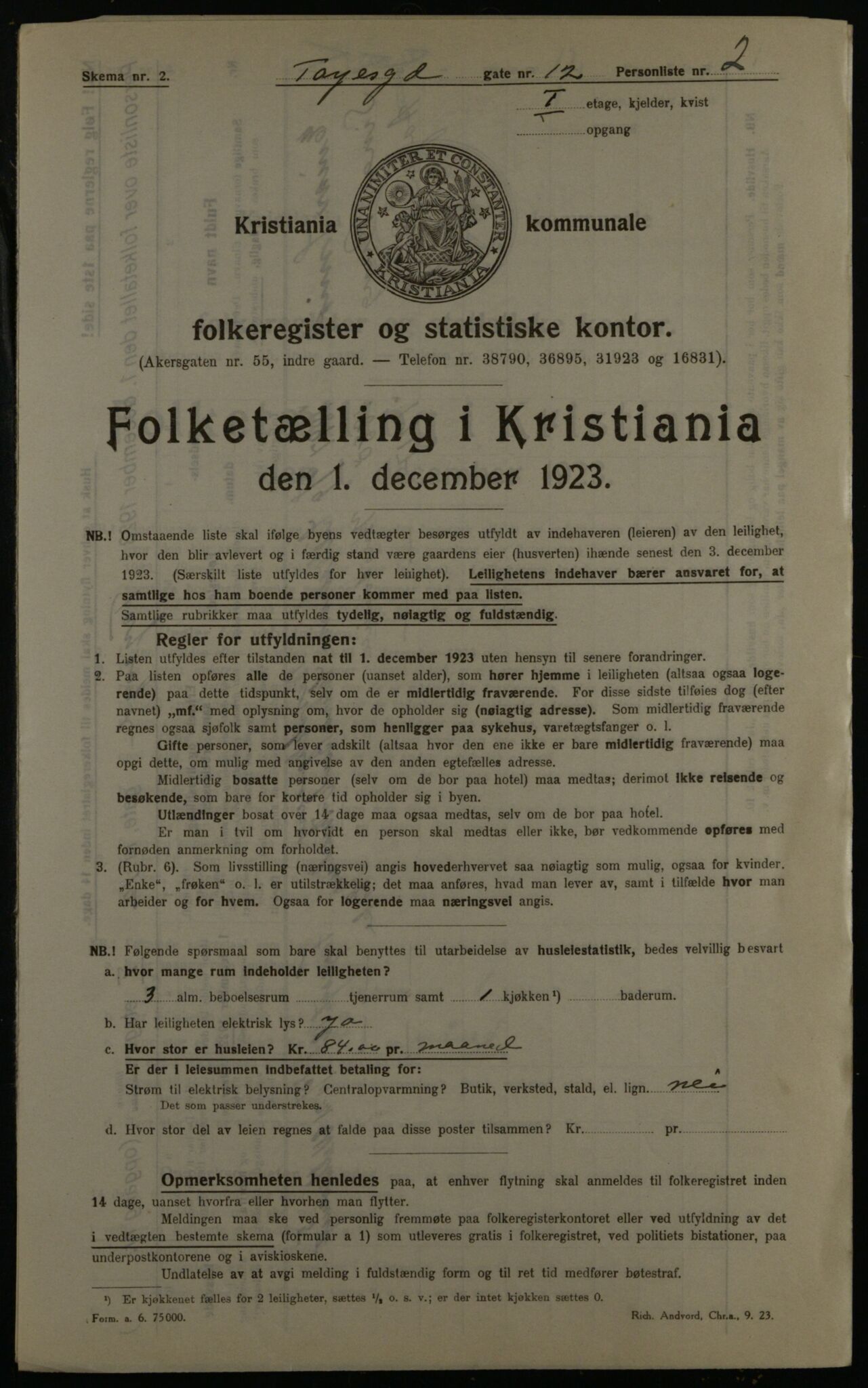 OBA, Kommunal folketelling 1.12.1923 for Kristiania, 1923, s. 26970