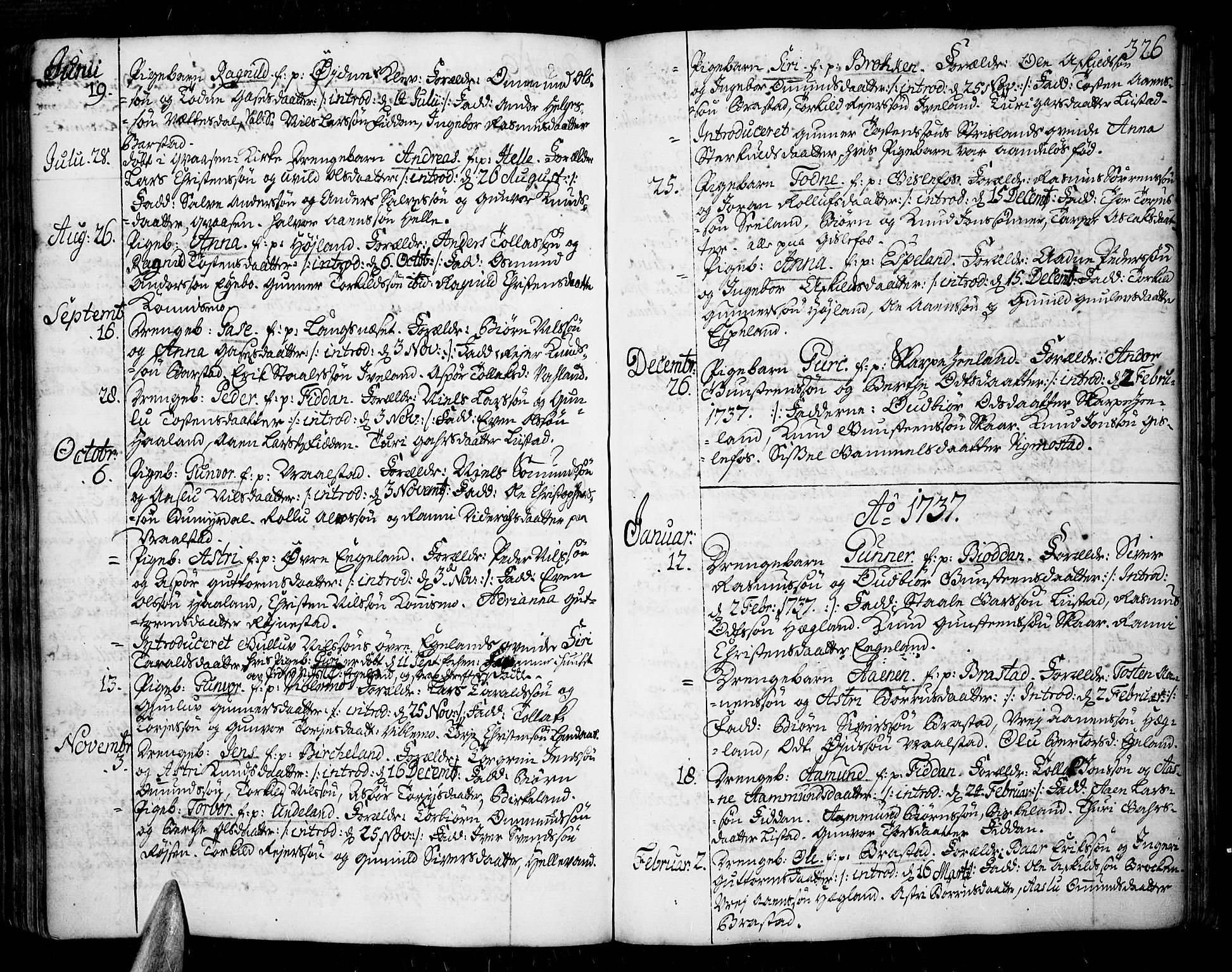 Sør-Audnedal sokneprestkontor, AV/SAK-1111-0039/F/Fa/Fab/L0001: Ministerialbok nr. A 1 /4, 1726-1774, s. 326