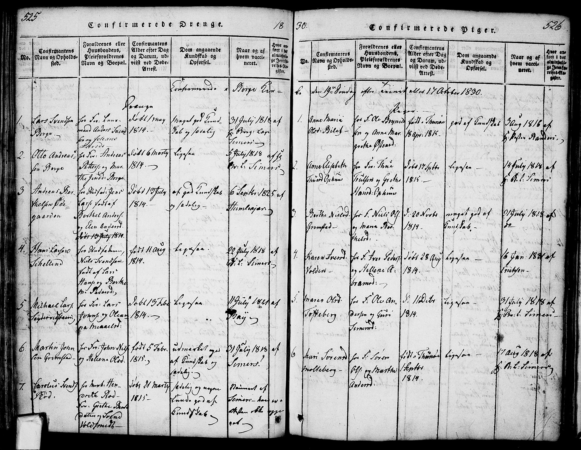 Borge prestekontor Kirkebøker, SAO/A-10903/F/Fa/L0003: Ministerialbok nr. I 3, 1815-1836, s. 525-526