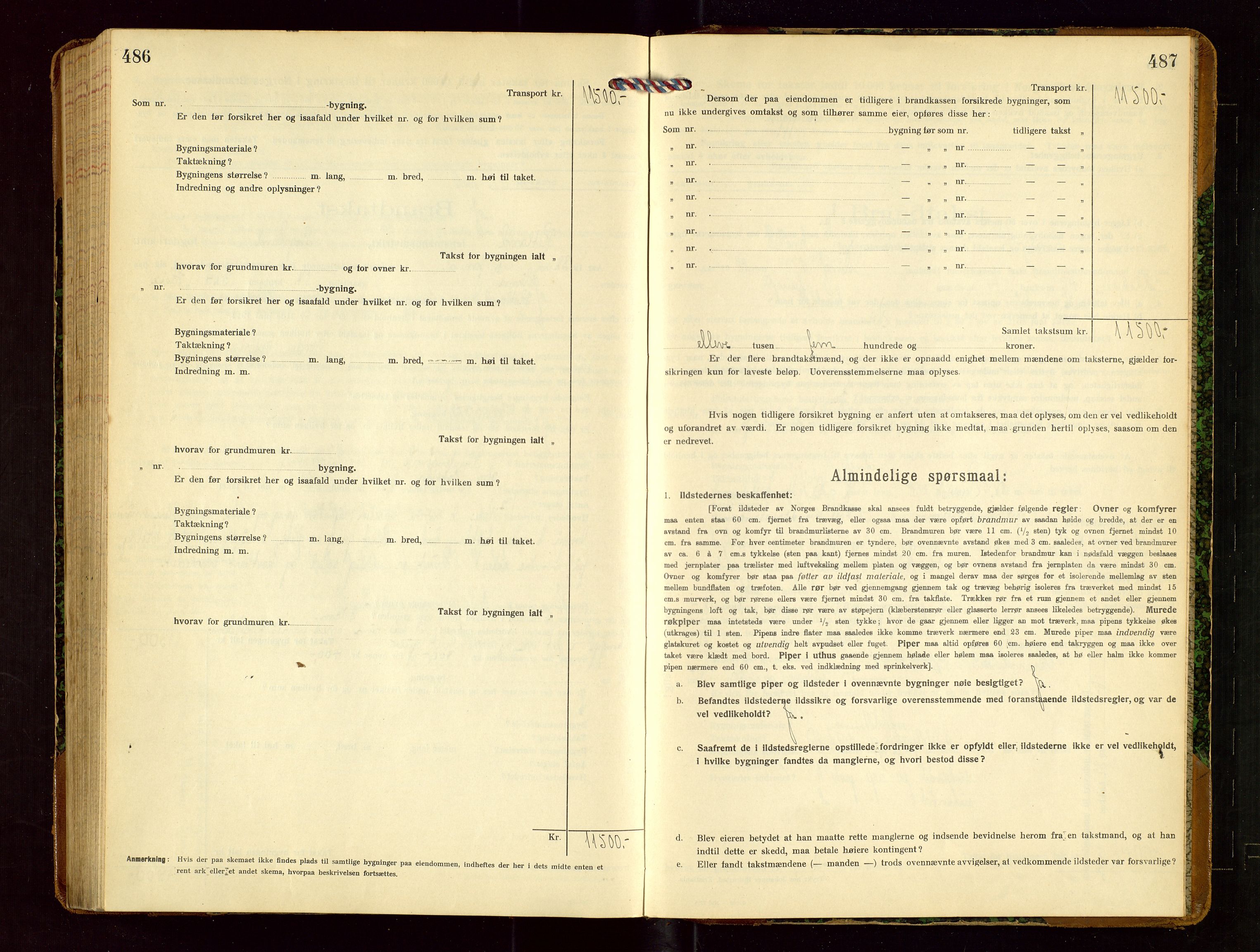 Hetland lensmannskontor, AV/SAST-A-100101/Gob/L0002: "Brandtakstprotokol", 1918-1932, s. 486-487