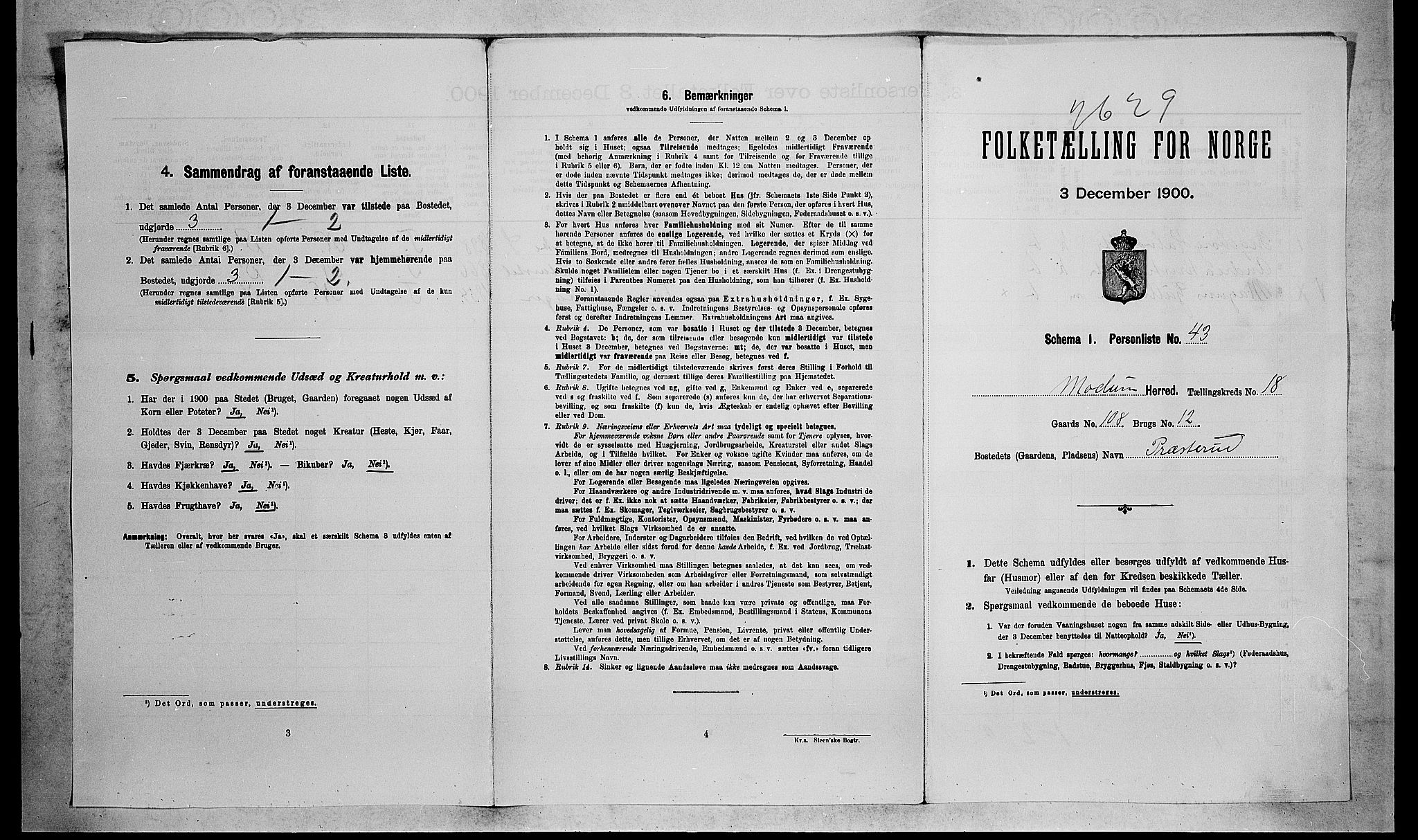 RA, Folketelling 1900 for 0623 Modum herred, 1900, s. 2343