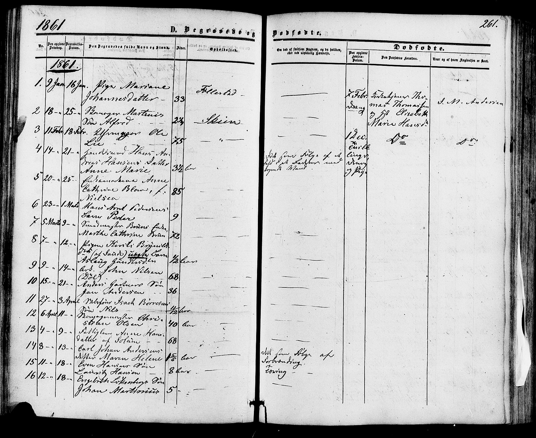 Skien kirkebøker, AV/SAKO-A-302/F/Fa/L0007: Ministerialbok nr. 7, 1856-1865, s. 261