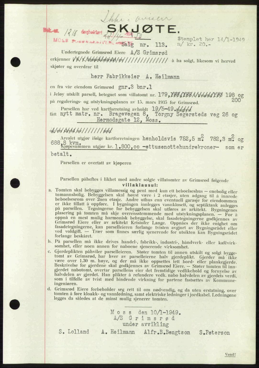 Moss sorenskriveri, SAO/A-10168: Pantebok nr. A26, 1950-1950, Dagboknr: 1218/1950