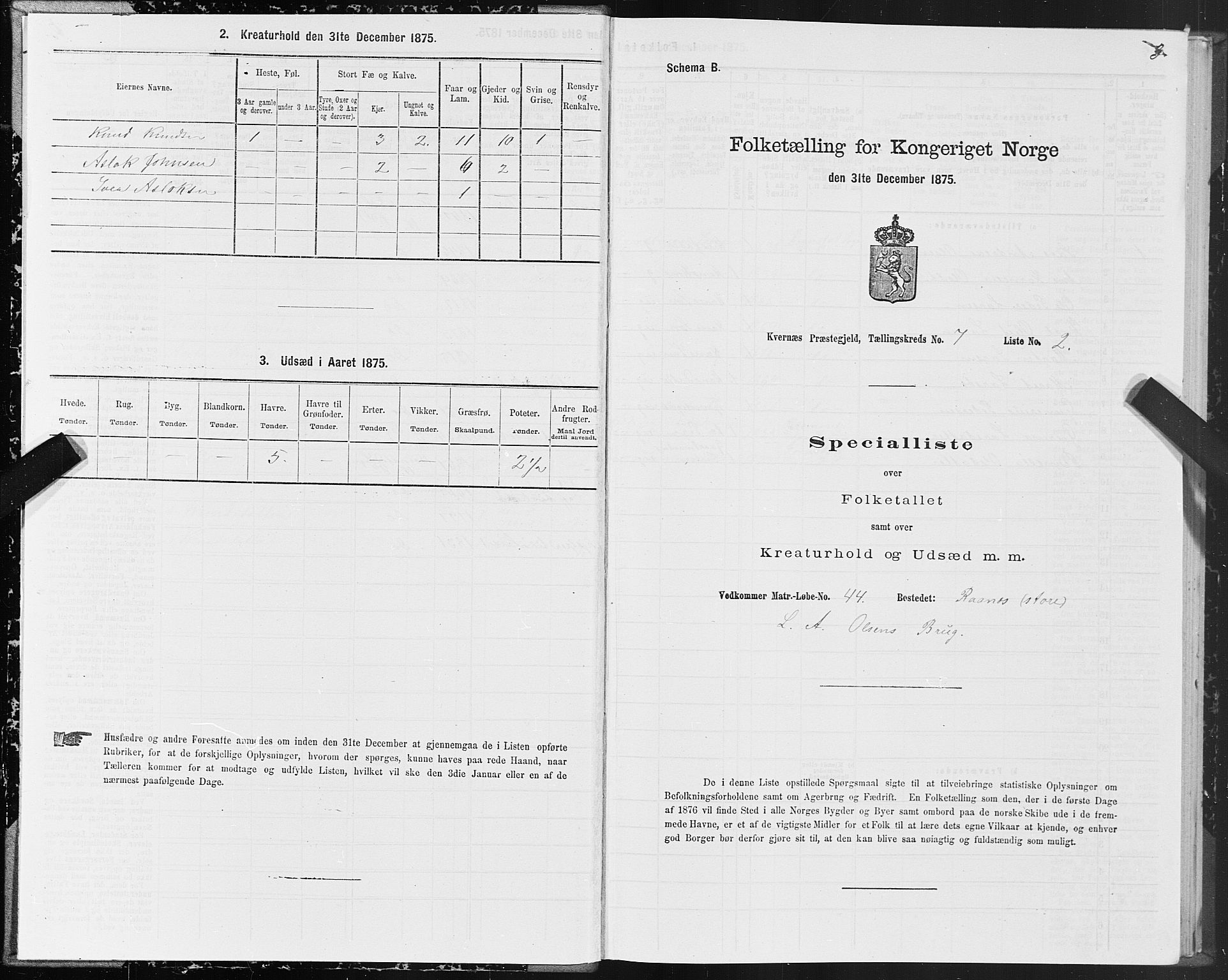 SAT, Folketelling 1875 for 1553P Kvernes prestegjeld, 1875, s. 4003