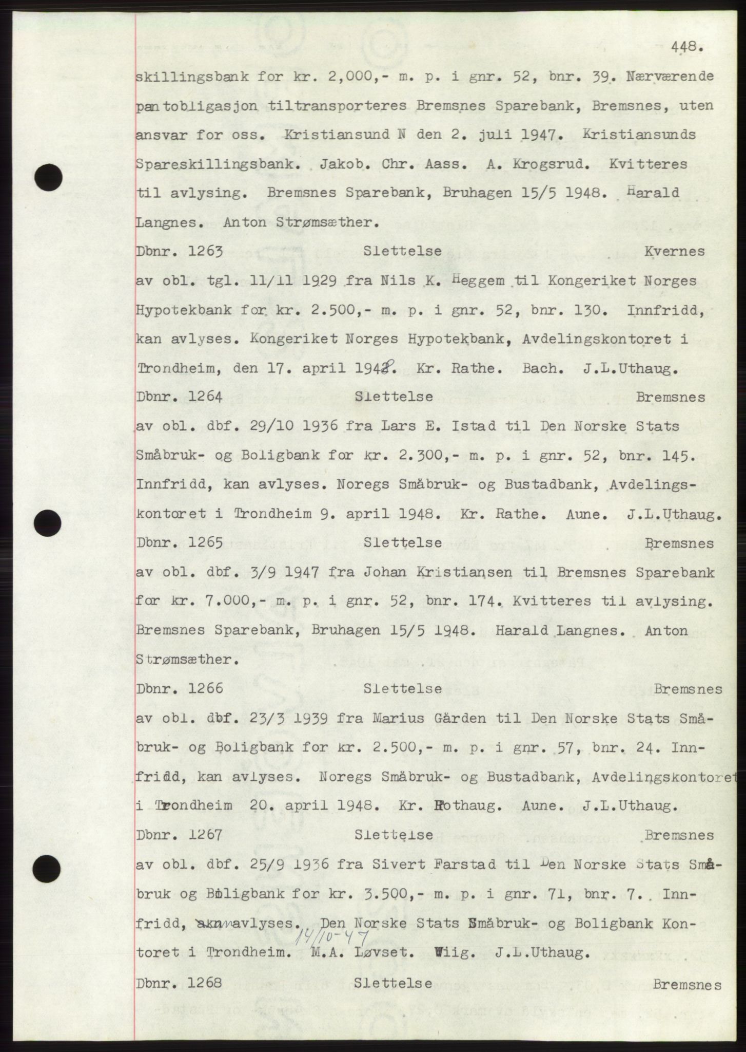 Nordmøre sorenskriveri, AV/SAT-A-4132/1/2/2Ca: Pantebok nr. C82b, 1946-1951, Dagboknr: 1263/1948