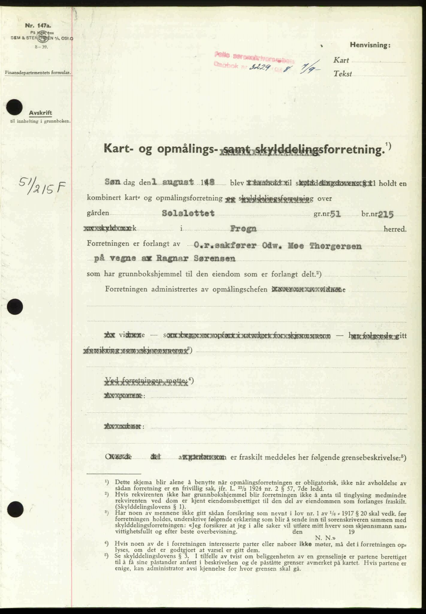 Follo sorenskriveri, SAO/A-10274/G/Ga/Gaa/L0085: Pantebok nr. I 85, 1948-1948, Dagboknr: 3229/1948