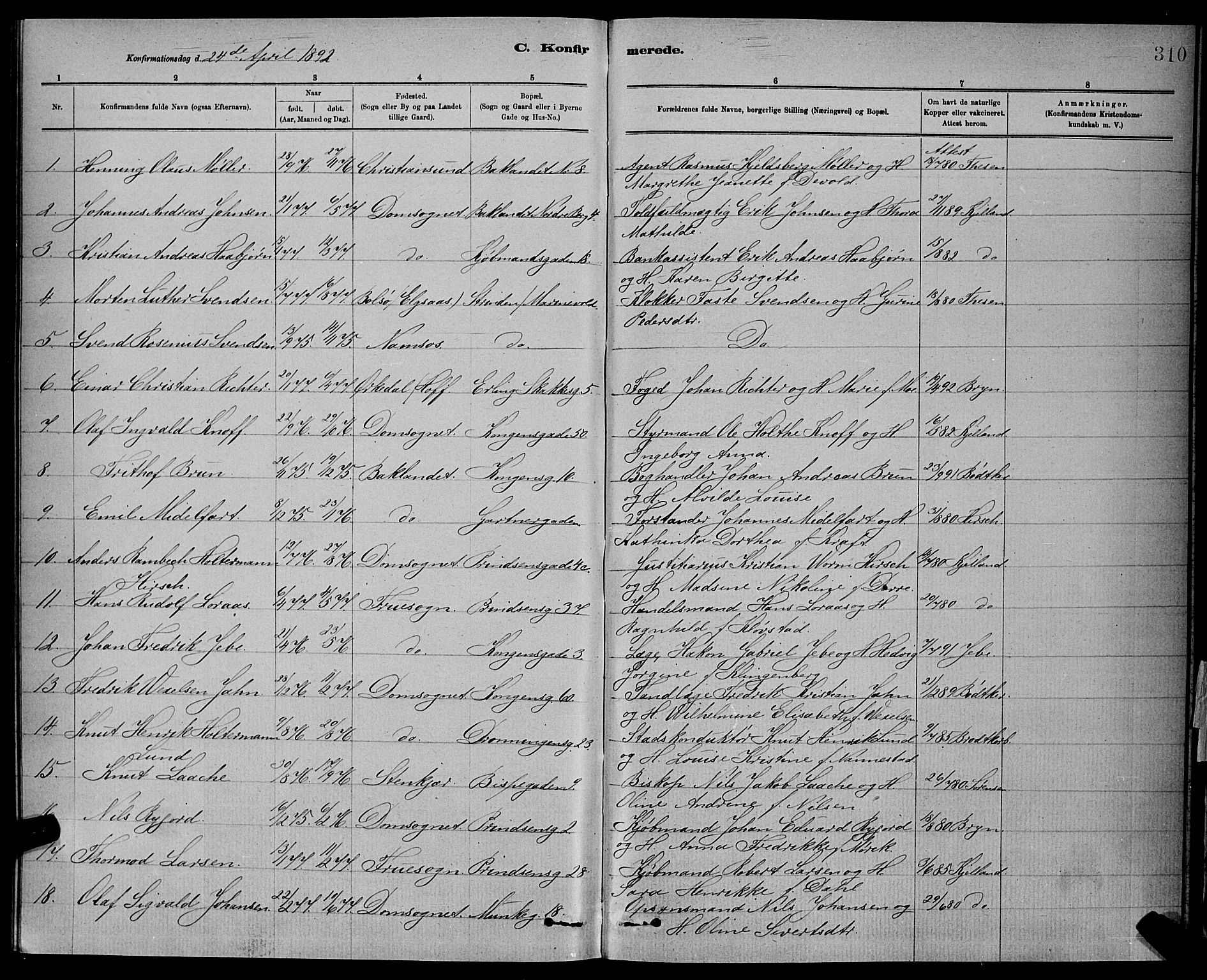 Ministerialprotokoller, klokkerbøker og fødselsregistre - Sør-Trøndelag, AV/SAT-A-1456/601/L0092: Klokkerbok nr. 601C10, 1884-1897, s. 310