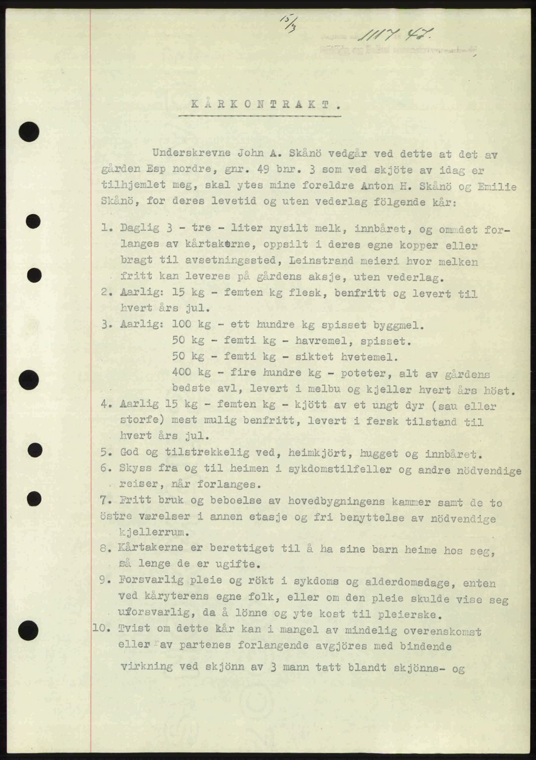 Strinda og Selbu sorenskriveri, AV/SAT-A-0015/2/2C: Pantebok nr. A6, 1946-1947, Dagboknr: 1117/1947