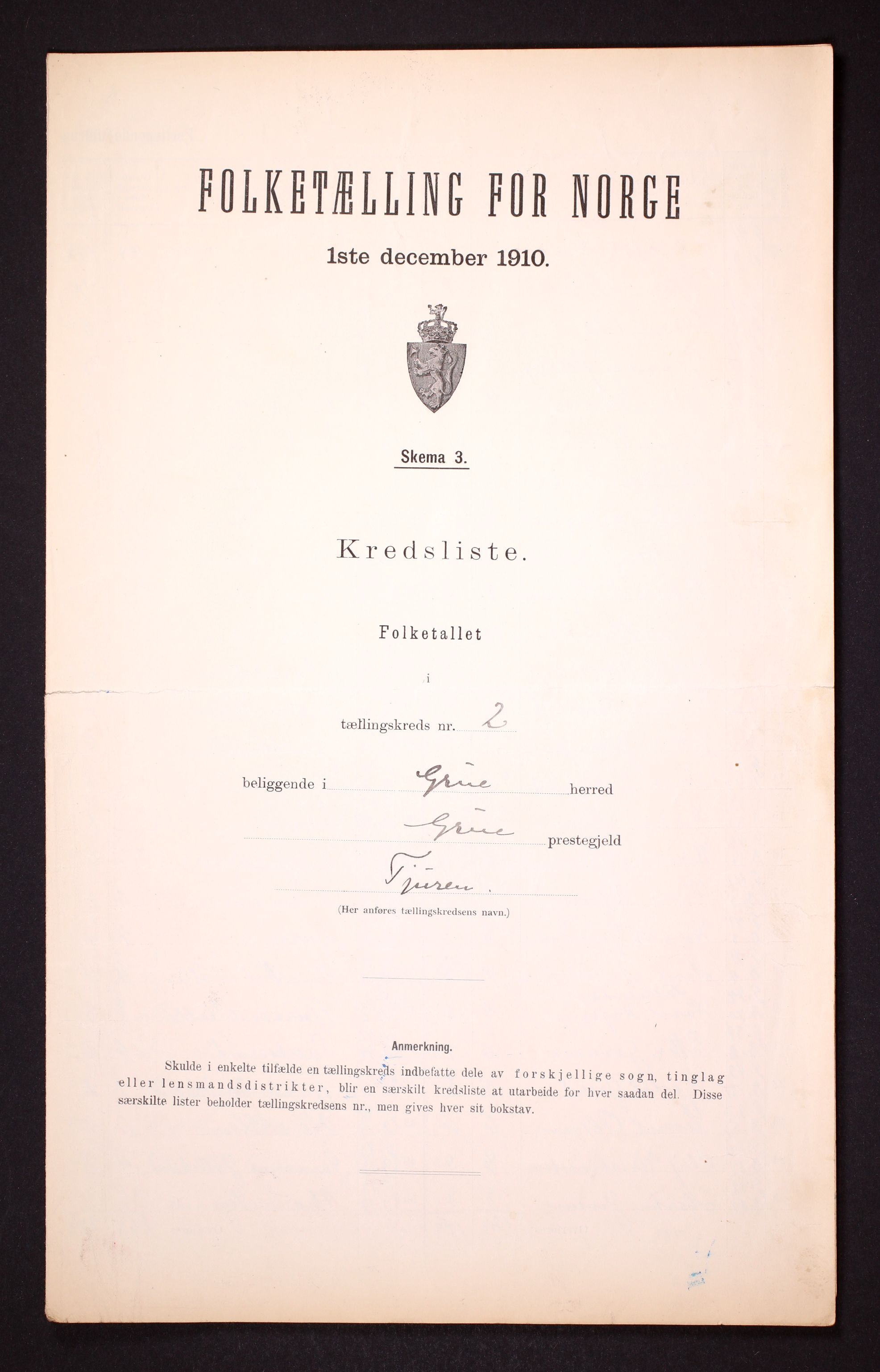 RA, Folketelling 1910 for 0423 Grue herred, 1910, s. 7