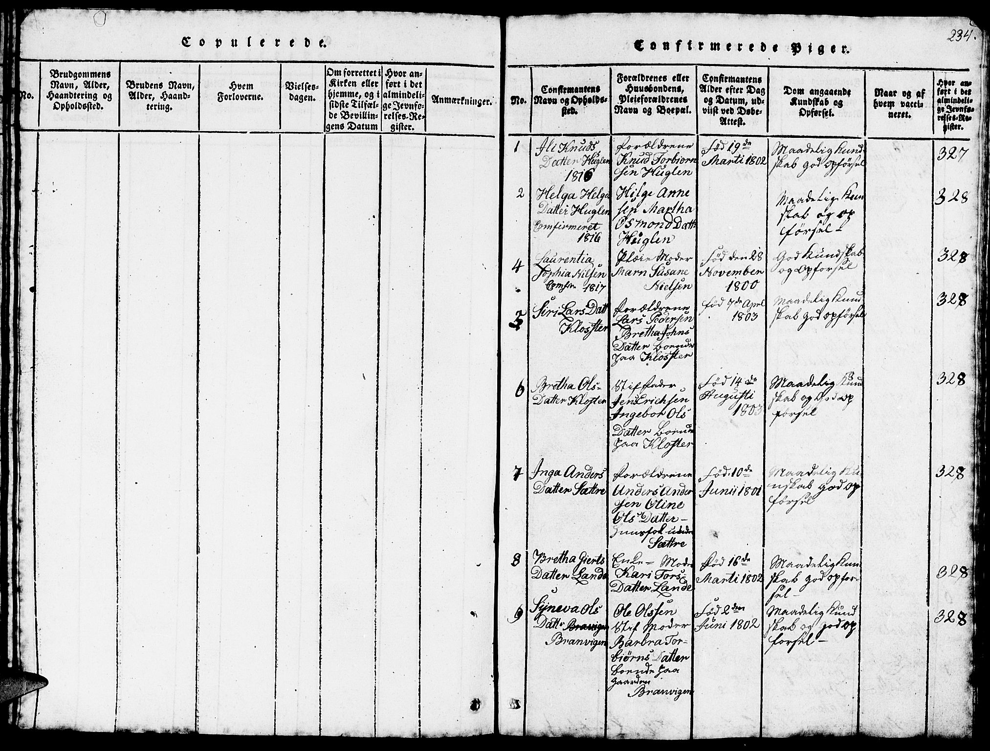 Fjelberg sokneprestembete, AV/SAB-A-75201/H/Hab: Klokkerbok nr. B 1, 1815-1823, s. 234