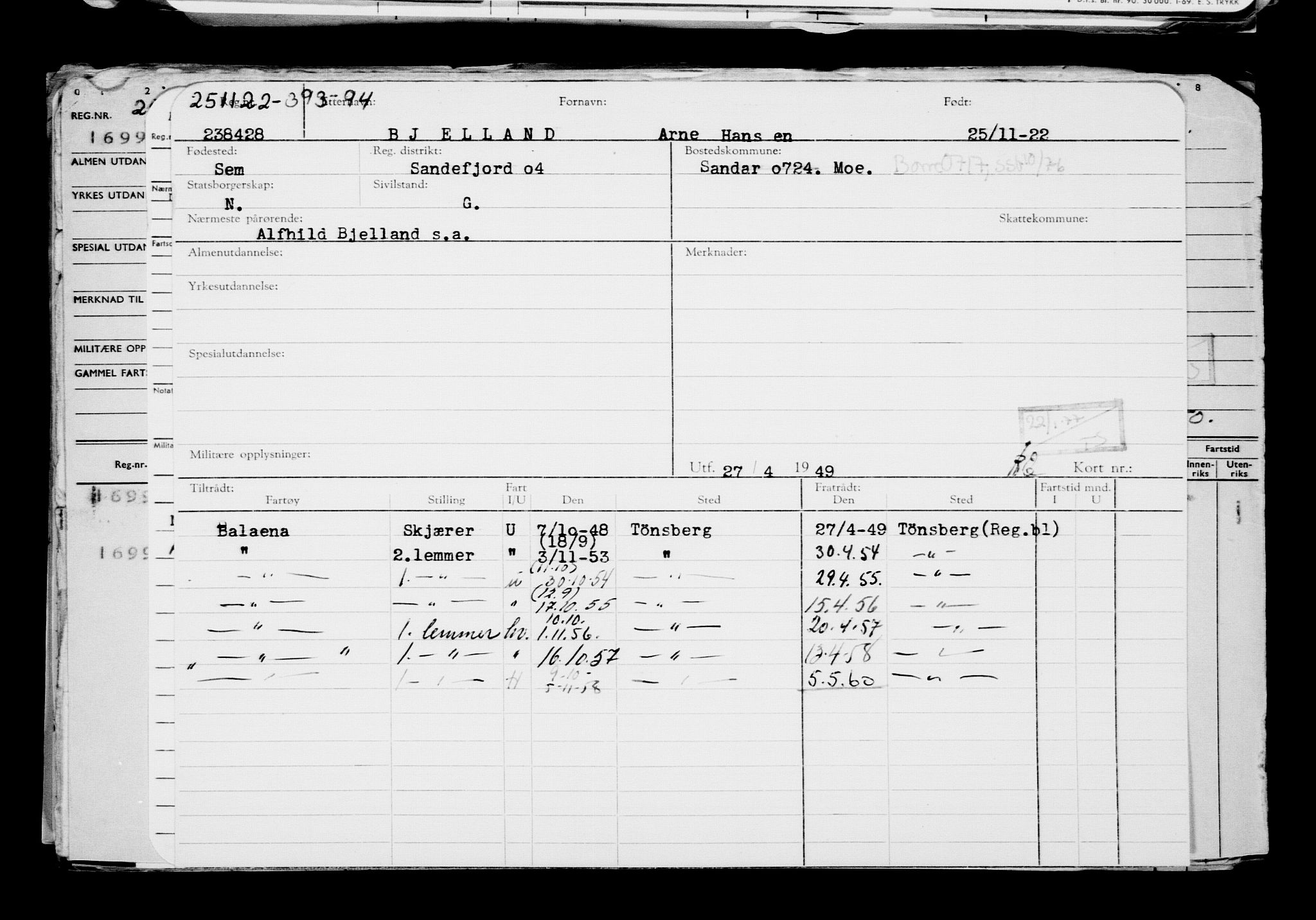 Direktoratet for sjømenn, RA/S-3545/G/Gb/L0212: Hovedkort, 1922, s. 517