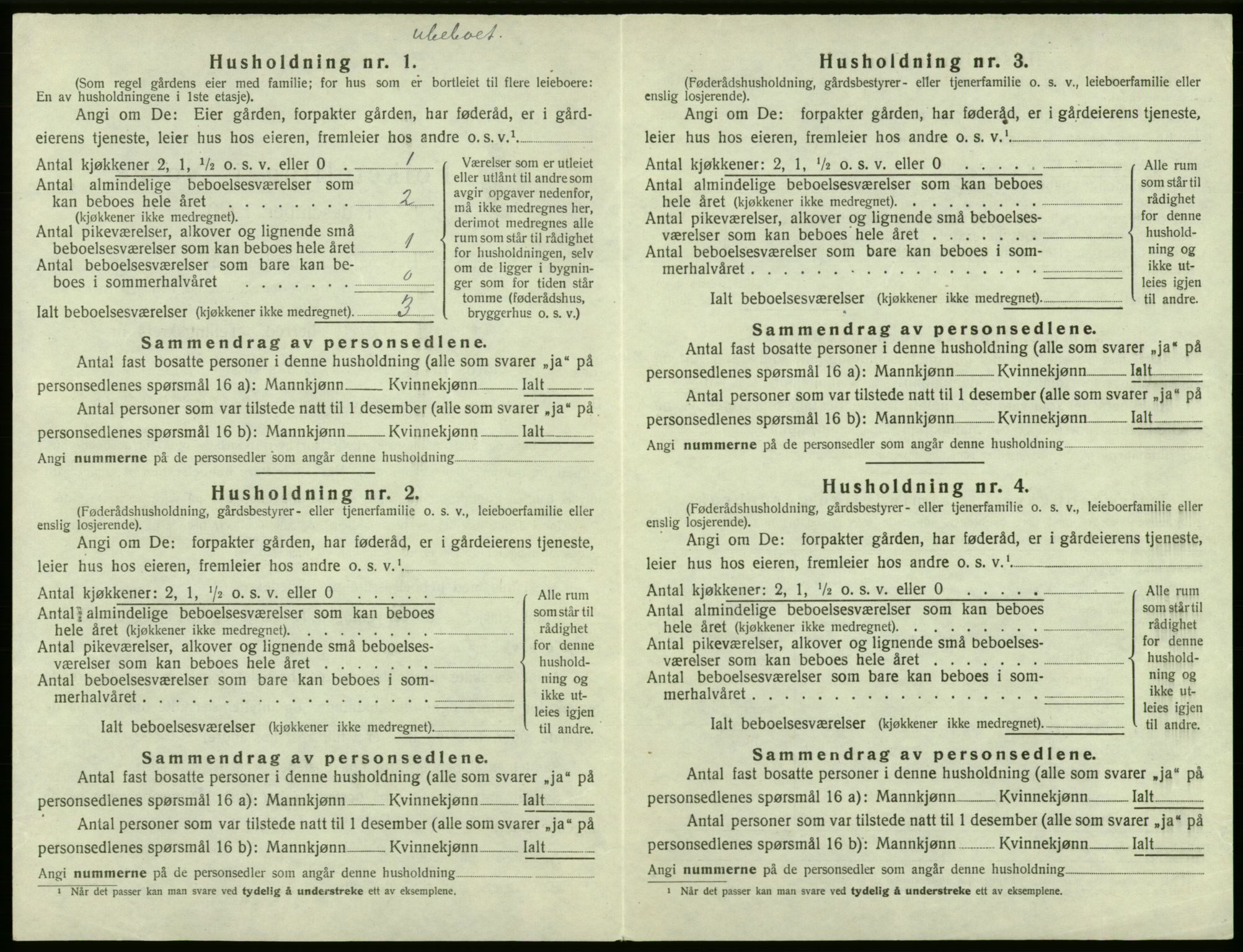 SAB, Folketelling 1920 for 1238 Kvam herred, 1920, s. 1306