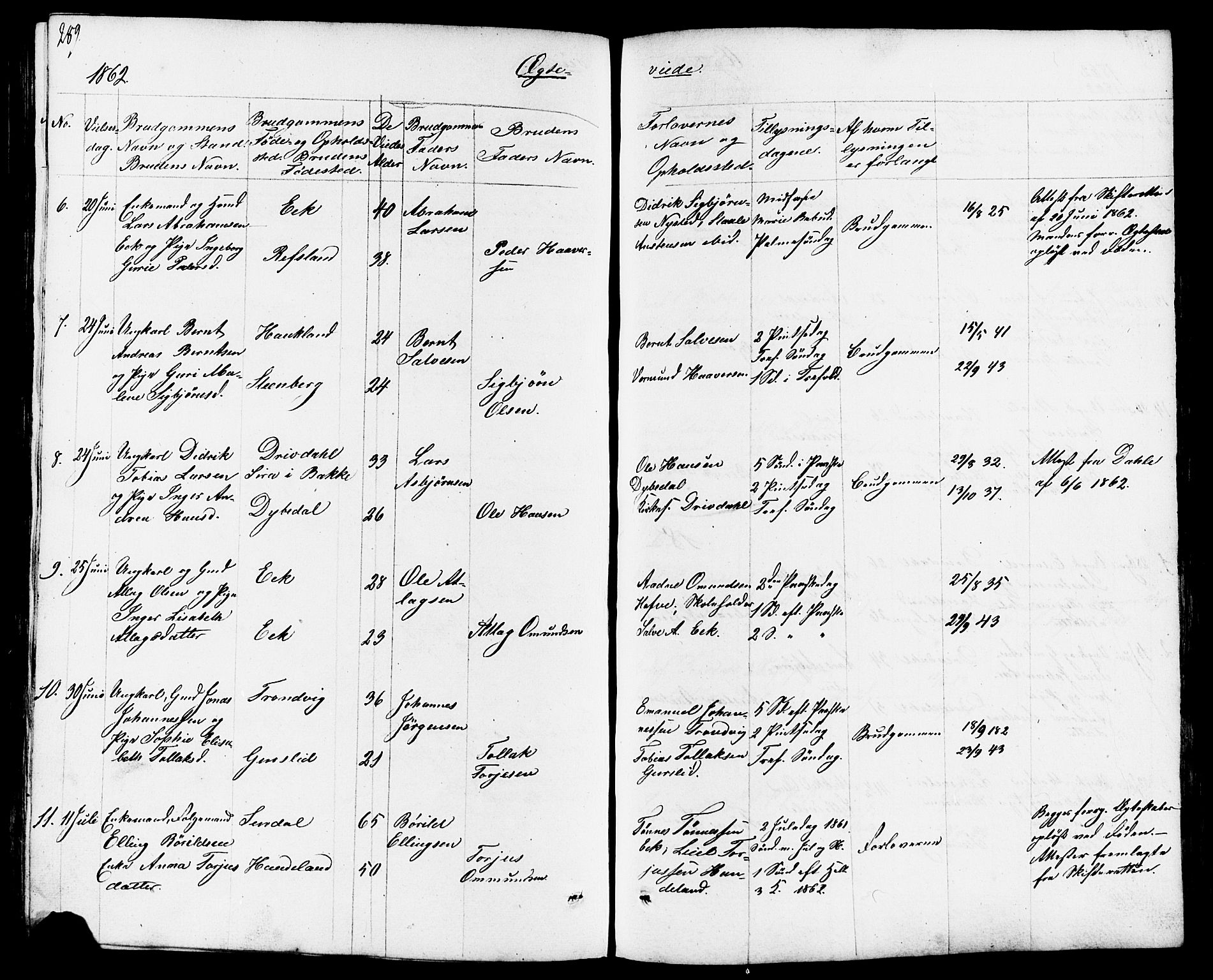 Lund sokneprestkontor, AV/SAST-A-101809/S07/L0003: Klokkerbok nr. B 3, 1848-1885, s. 289