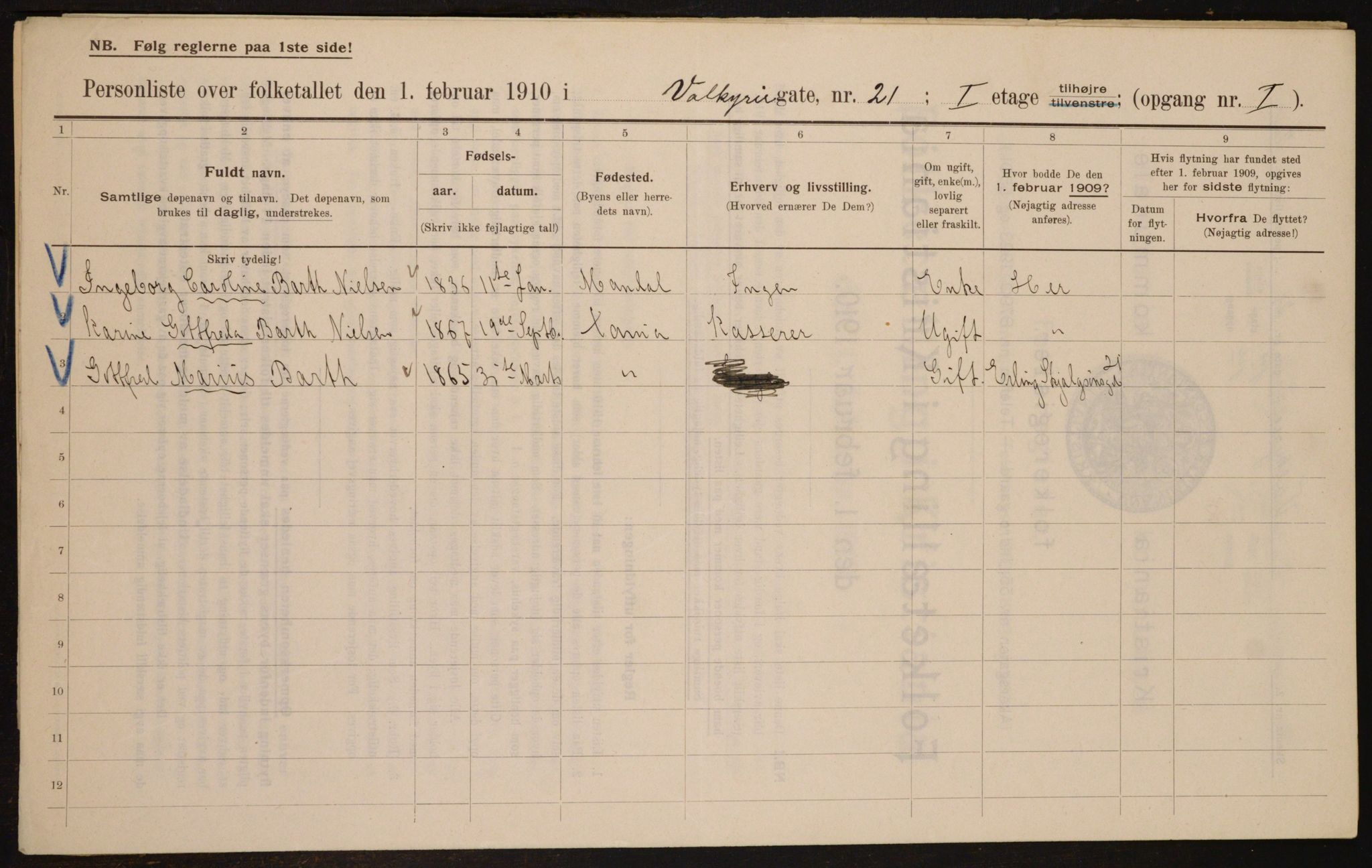 OBA, Kommunal folketelling 1.2.1910 for Kristiania, 1910, s. 115490