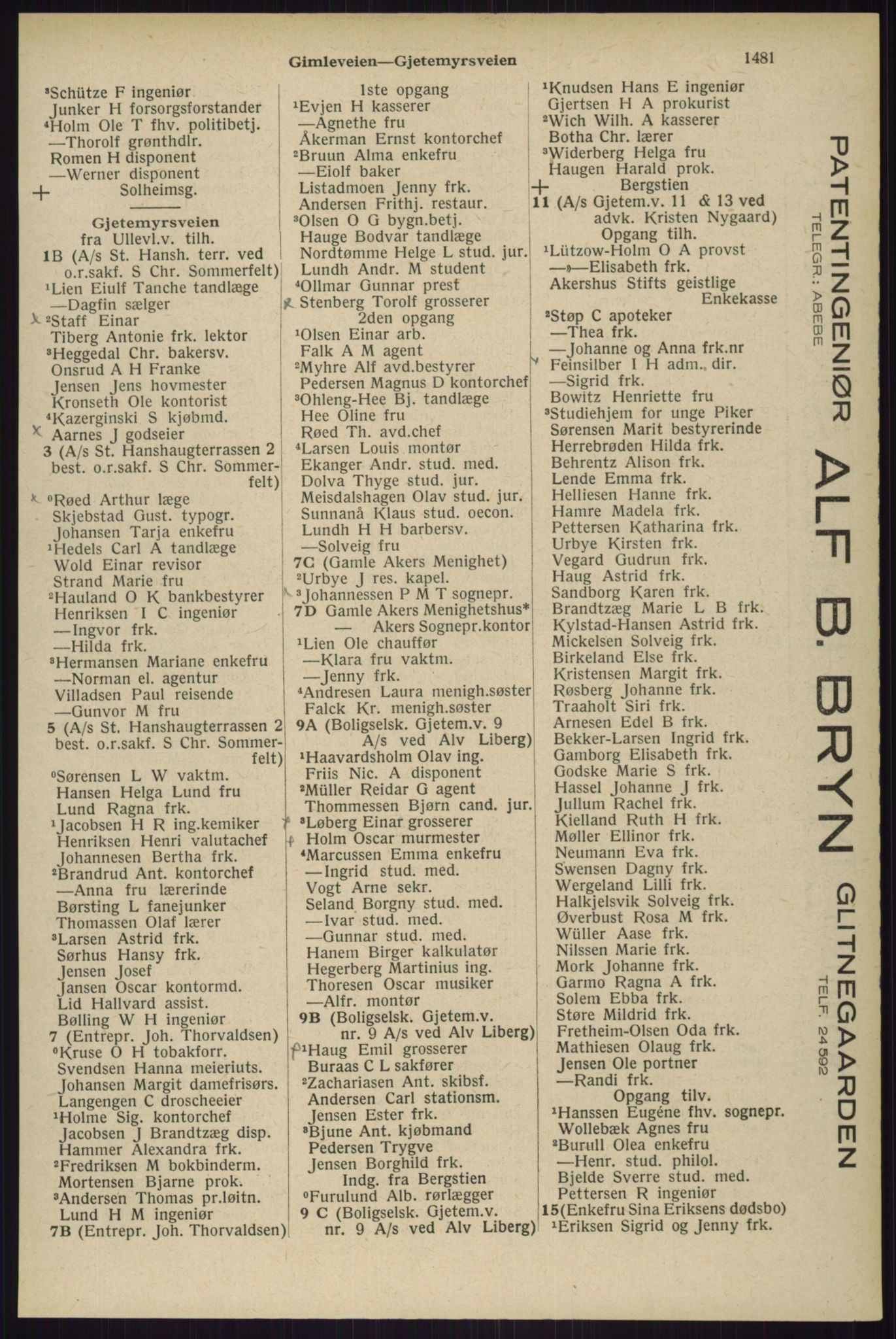 Kristiania/Oslo adressebok, PUBL/-, 1929, s. 1481