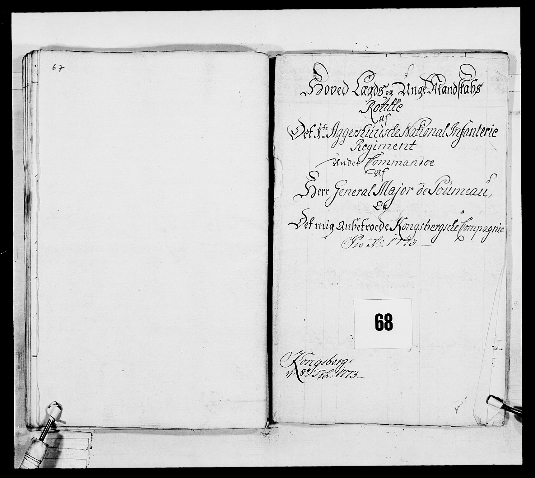 Generalitets- og kommissariatskollegiet, Det kongelige norske kommissariatskollegium, RA/EA-5420/E/Eh/L0037: 1. Akershusiske nasjonale infanteriregiment, 1767-1773, s. 666