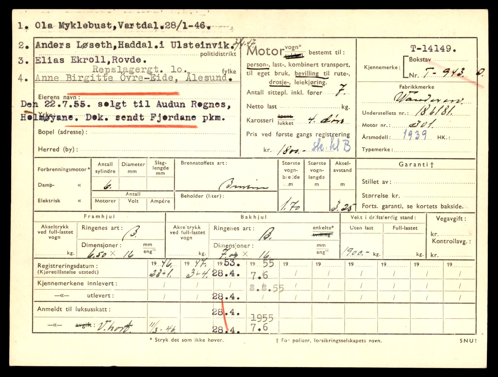 Møre og Romsdal vegkontor - Ålesund trafikkstasjon, AV/SAT-A-4099/F/Fe/L0043: Registreringskort for kjøretøy T 14080 - T 14204, 1927-1998, s. 1845