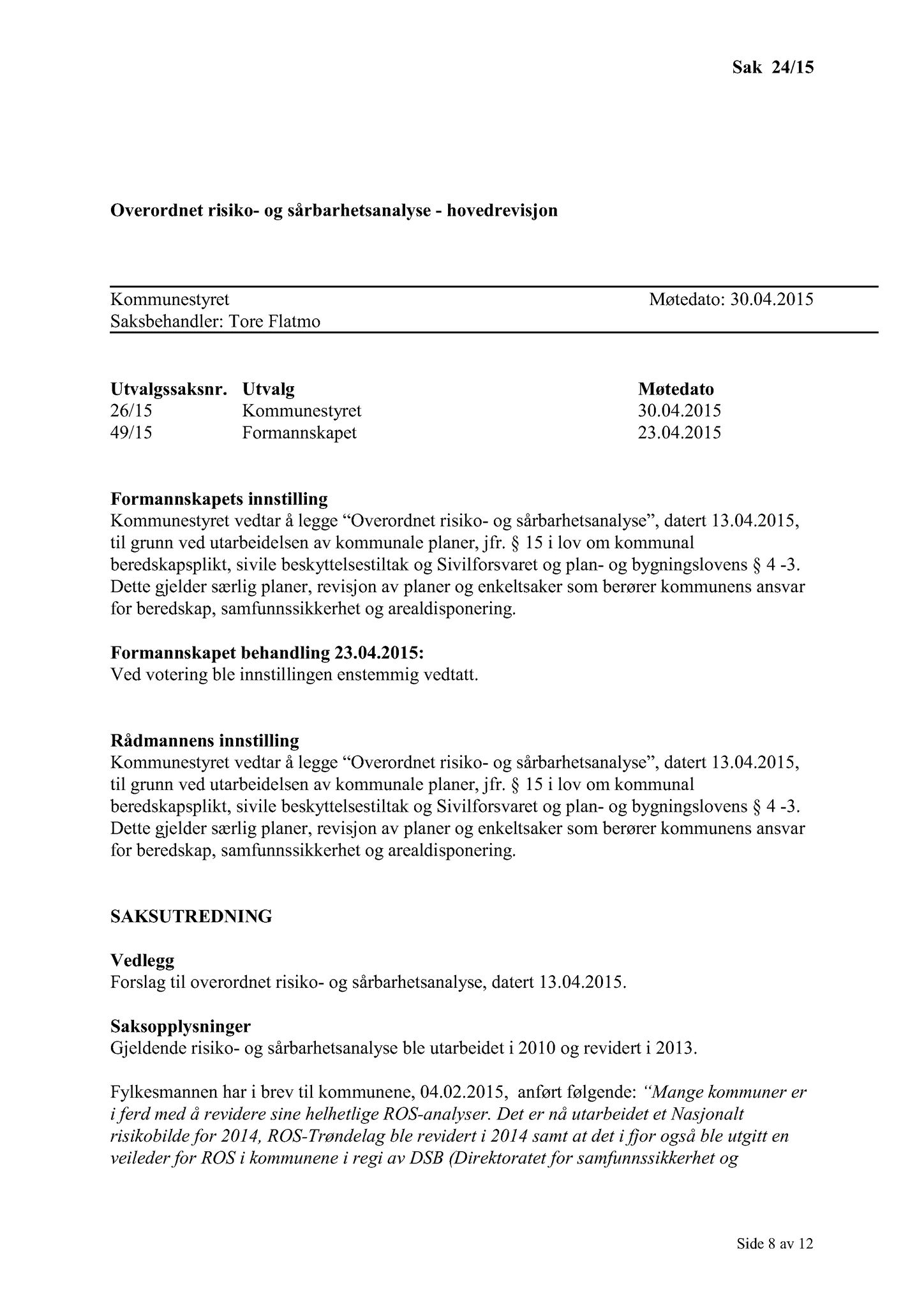 Klæbu Kommune, TRKO/KK/01-KS/L008: Kommunestyret - Møtedokumenter, 2015, s. 582