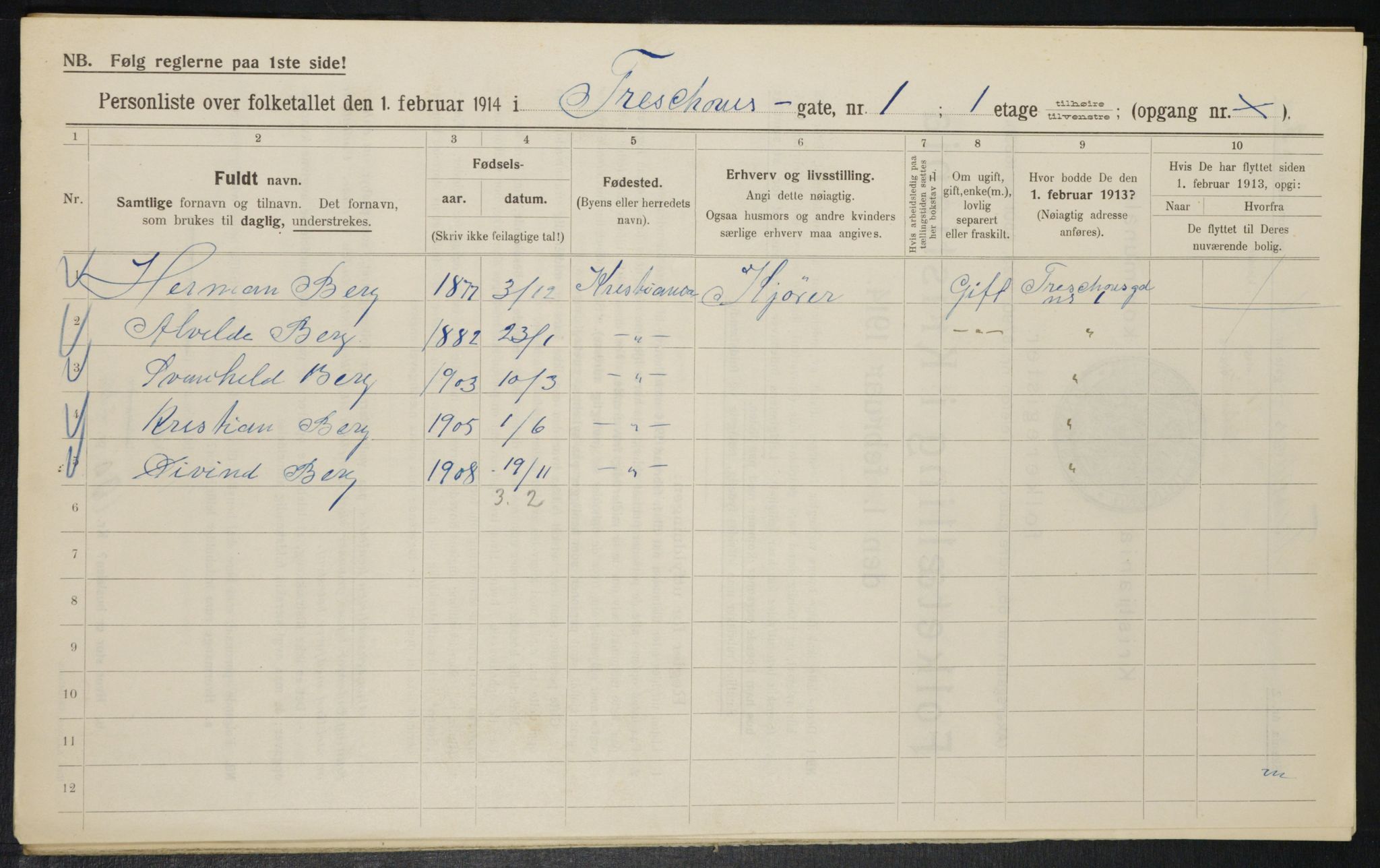 OBA, Kommunal folketelling 1.2.1914 for Kristiania, 1914, s. 116389