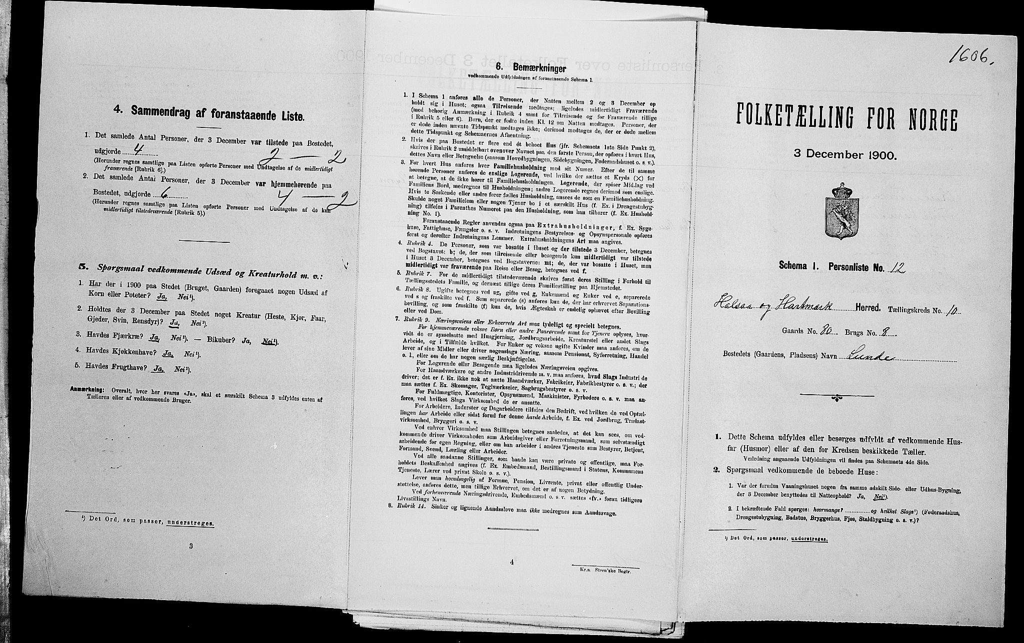 SAK, Folketelling 1900 for 1019 Halse og Harkmark herred, 1900, s. 949