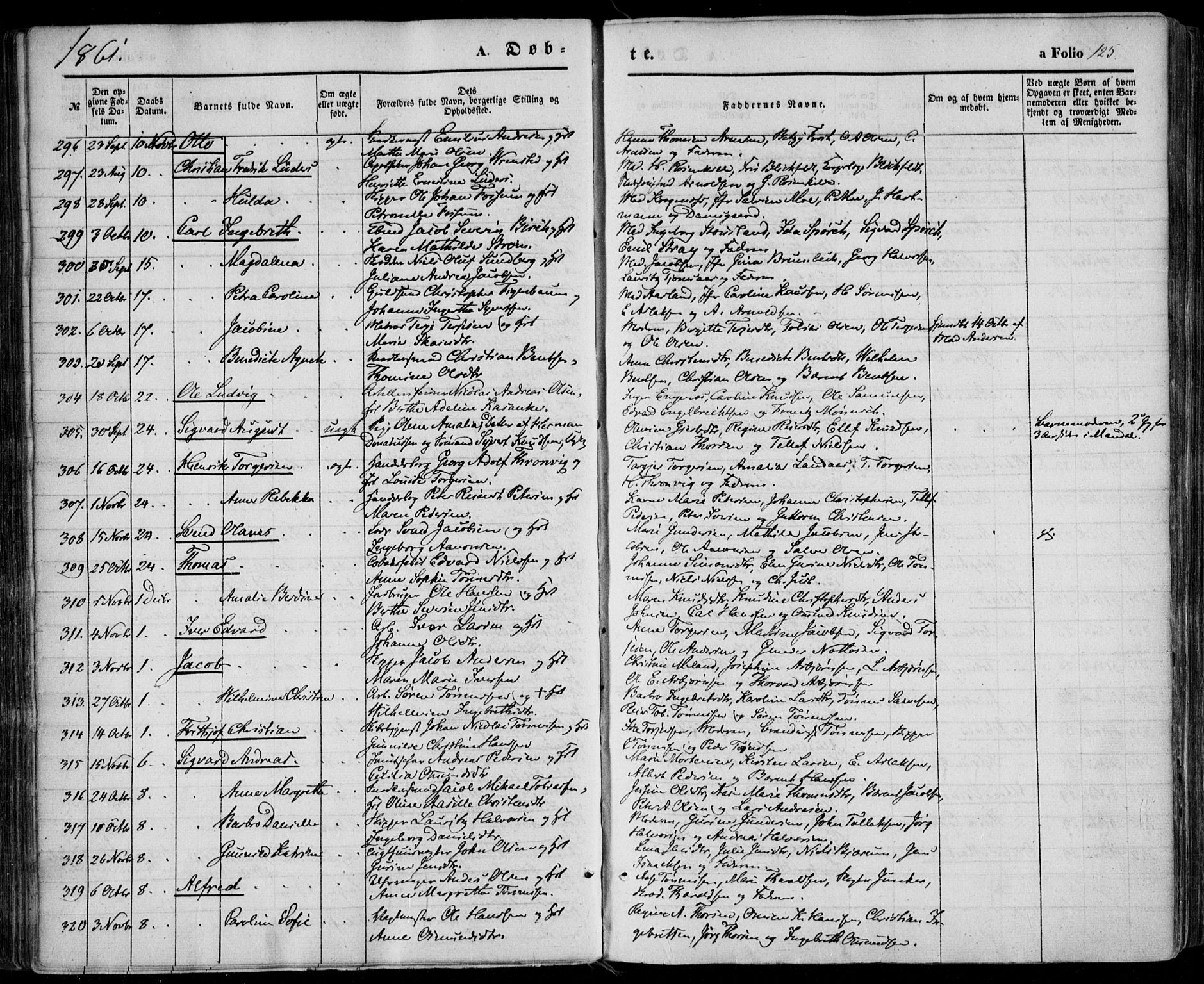 Kristiansand domprosti, AV/SAK-1112-0006/F/Fa/L0014: Ministerialbok nr. A 14, 1852-1867, s. 125