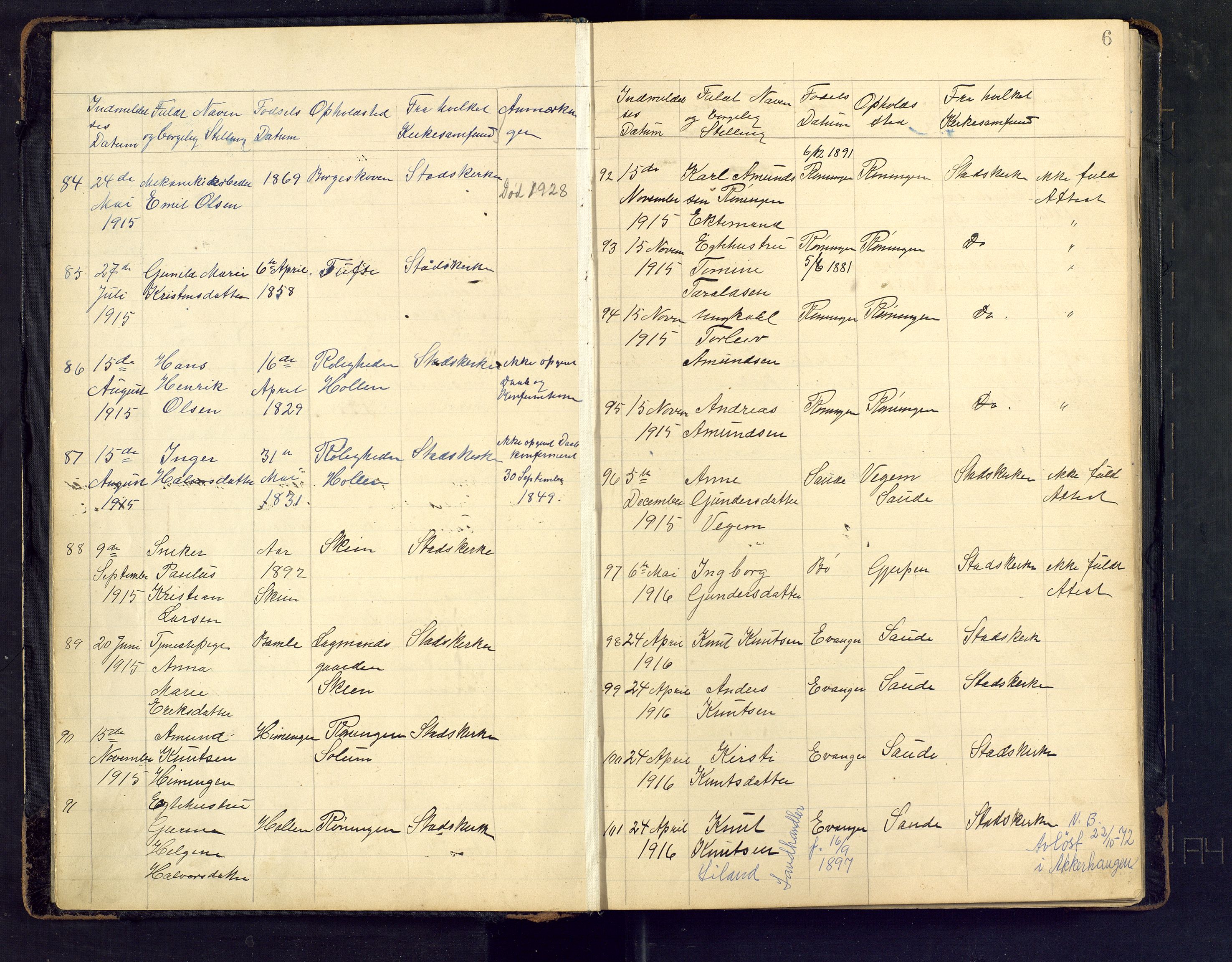 Den evangelisk lutherske frimenighet i Jarlsbergs grevskap med flere steder, AV/SAKO-P-1384/F/Fb/L0002: Dissenterprotokoll nr. Fa/L0002, 1906-1922, s. 6