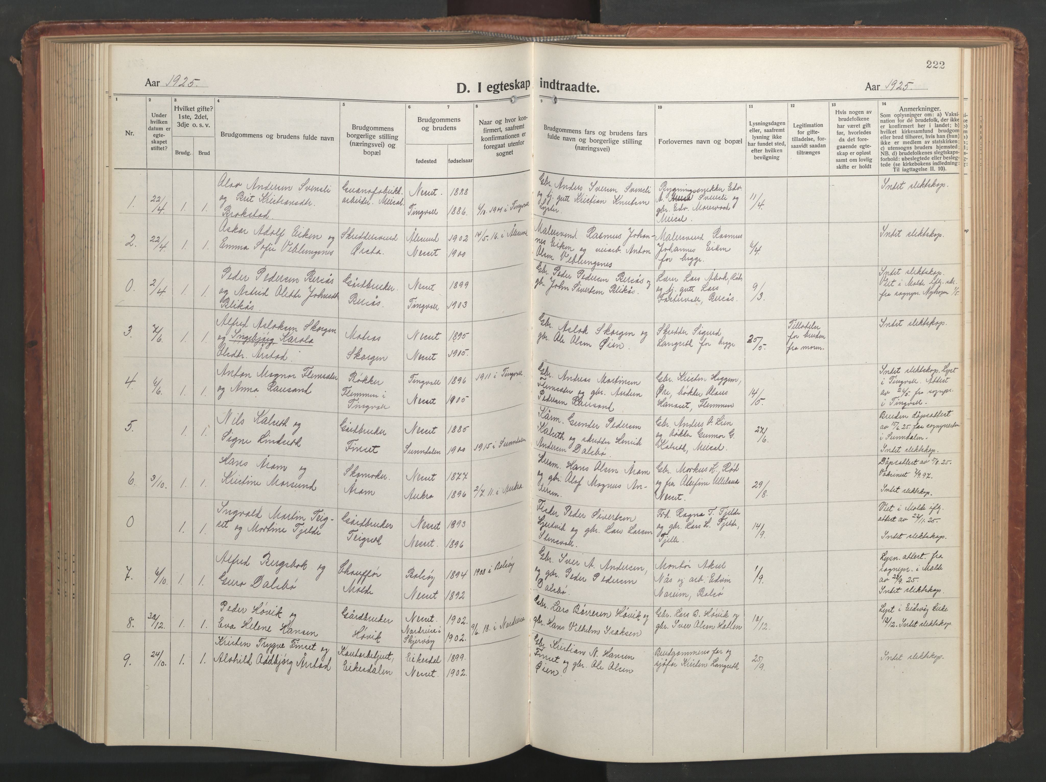 Ministerialprotokoller, klokkerbøker og fødselsregistre - Møre og Romsdal, SAT/A-1454/551/L0633: Klokkerbok nr. 551C05, 1921-1961, s. 222