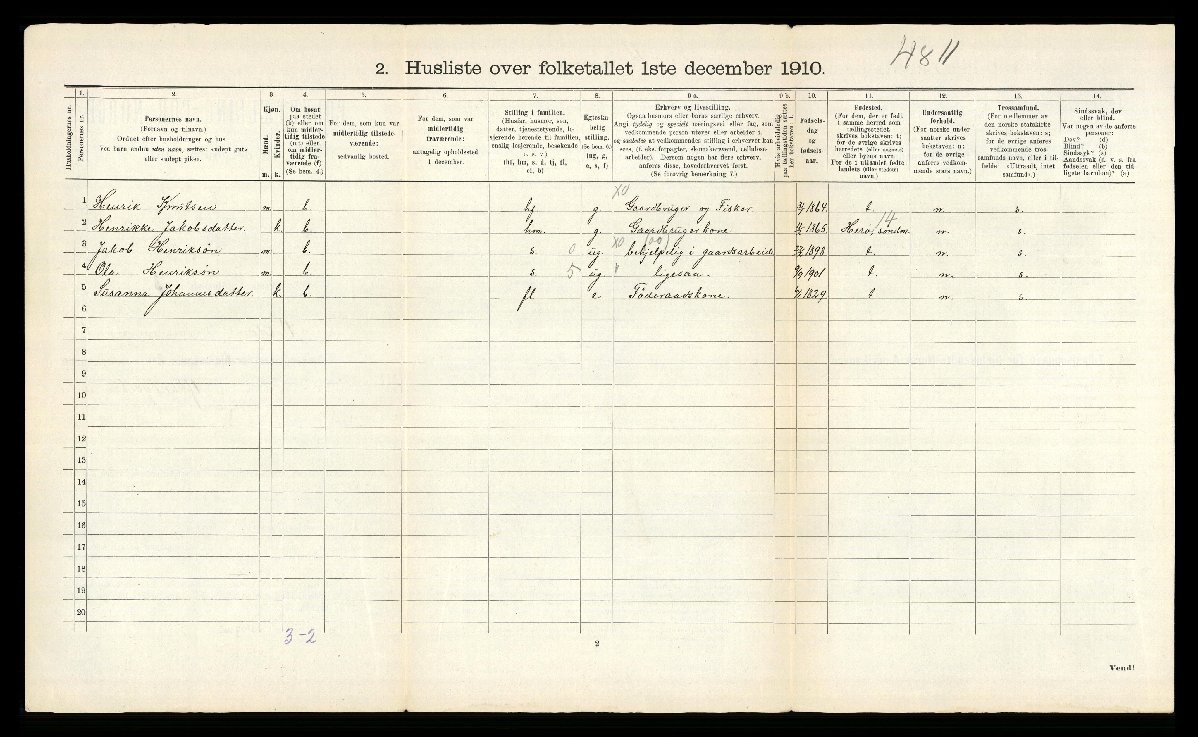 RA, Folketelling 1910 for 1519 Volda herred, 1910, s. 87