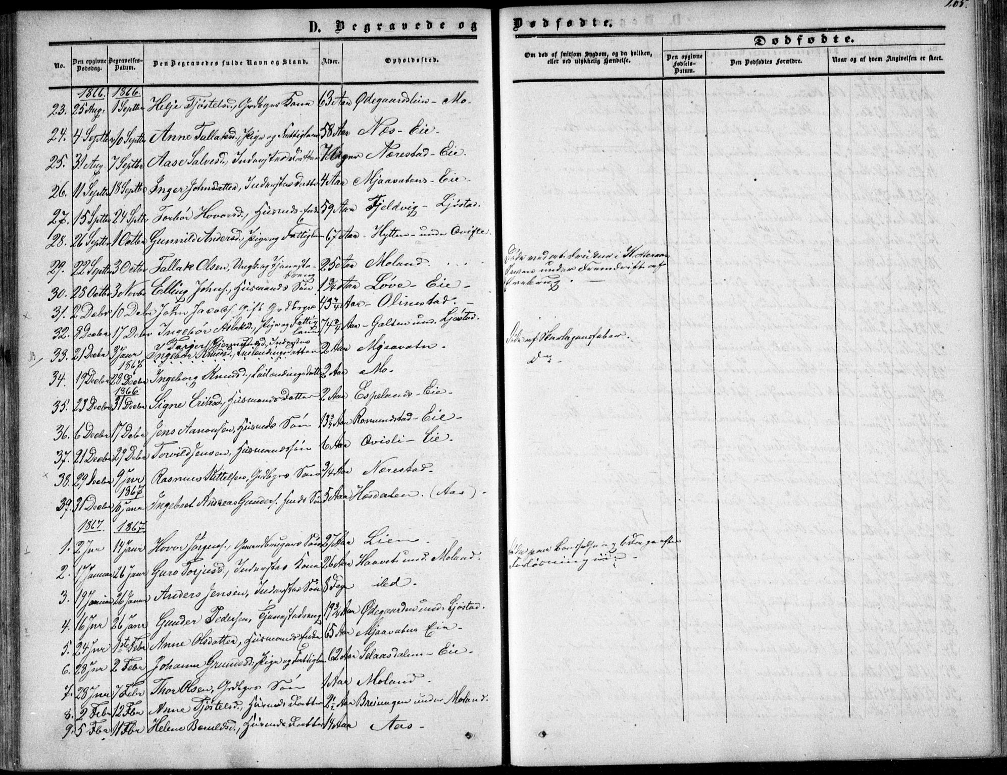 Gjerstad sokneprestkontor, AV/SAK-1111-0014/F/Fa/Fab/L0003: Ministerialbok nr. A 3, 1853-1878, s. 205