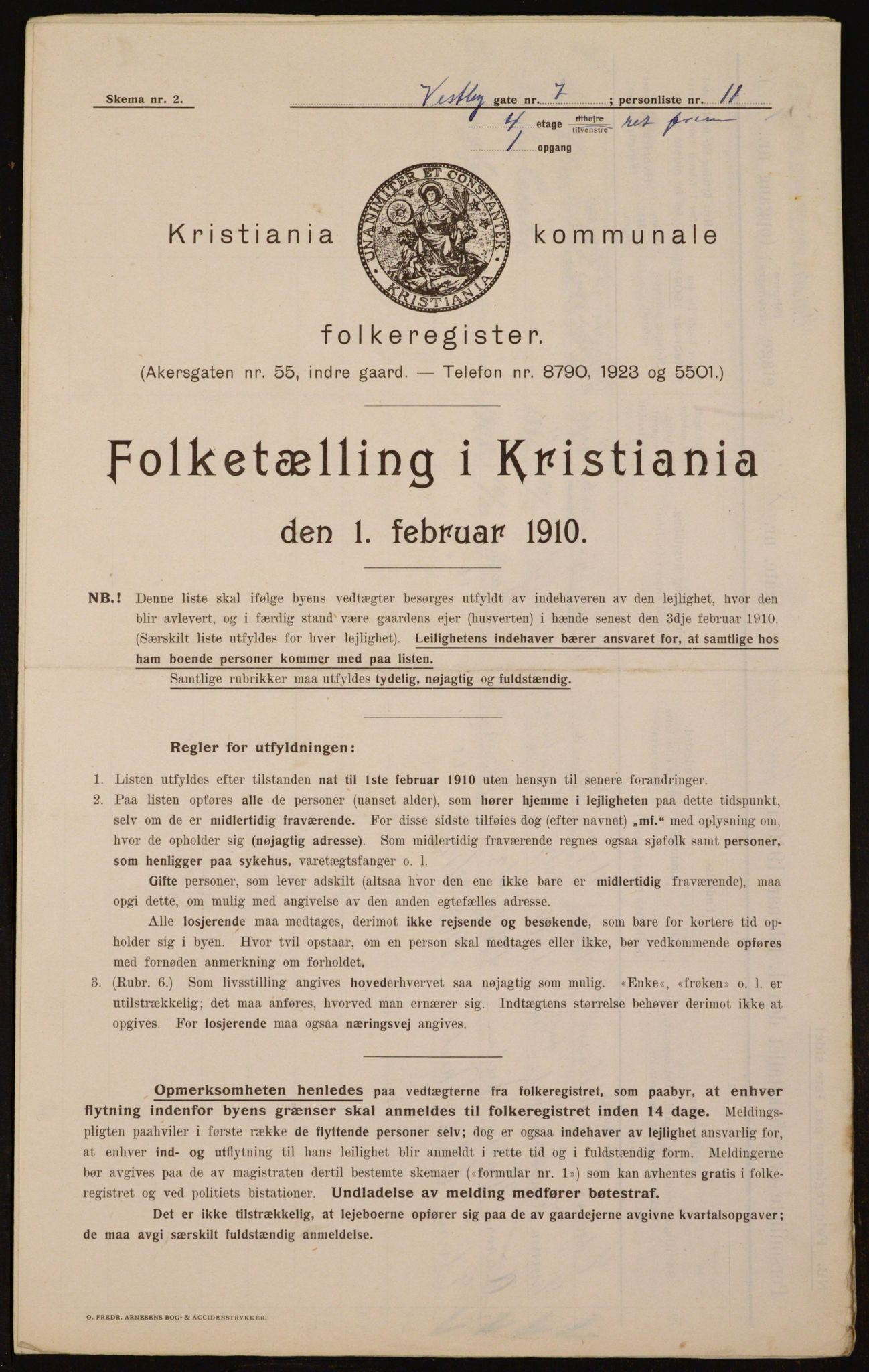 OBA, Kommunal folketelling 1.2.1910 for Kristiania, 1910, s. 115967