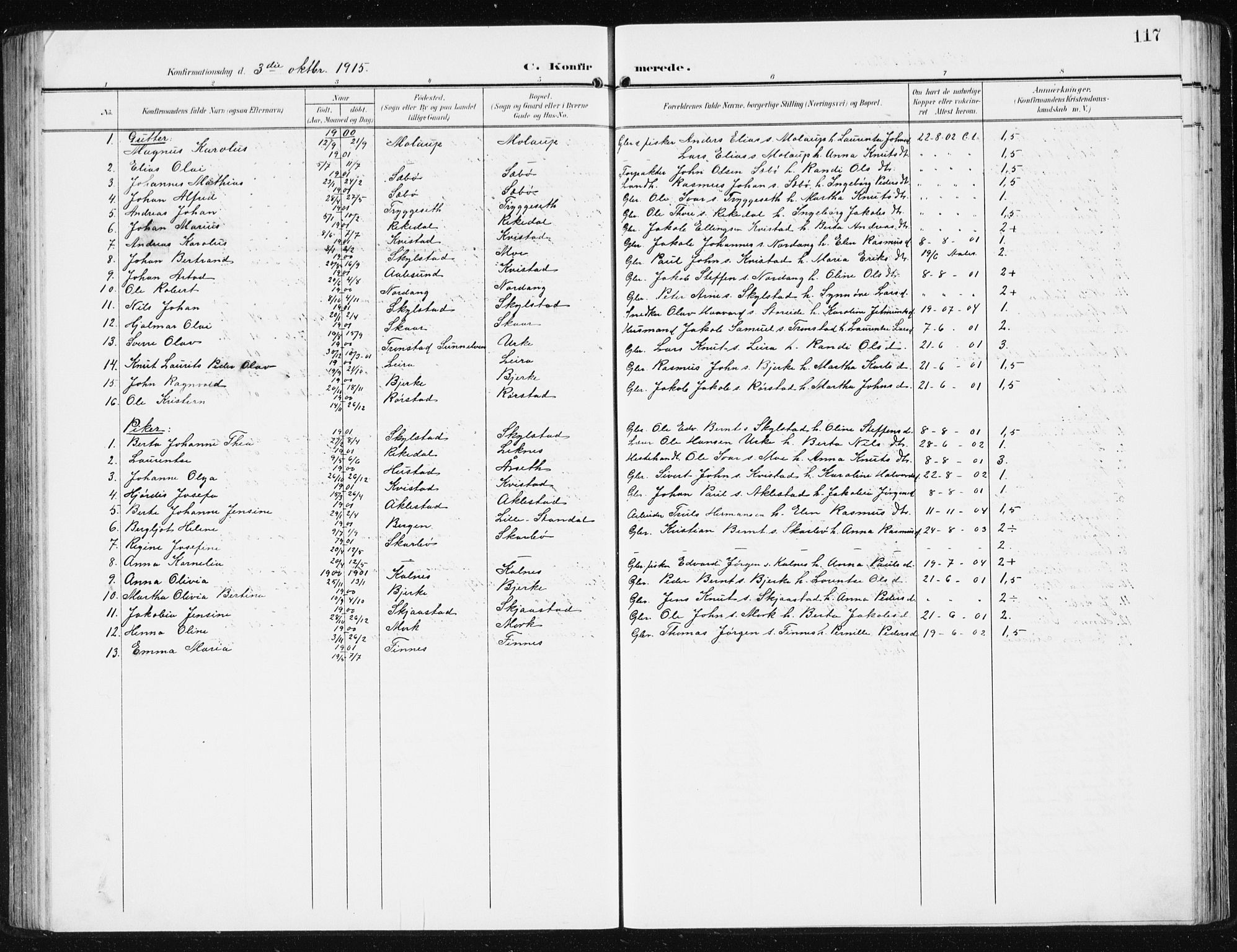 Ministerialprotokoller, klokkerbøker og fødselsregistre - Møre og Romsdal, AV/SAT-A-1454/515/L0216: Klokkerbok nr. 515C03, 1906-1941, s. 117