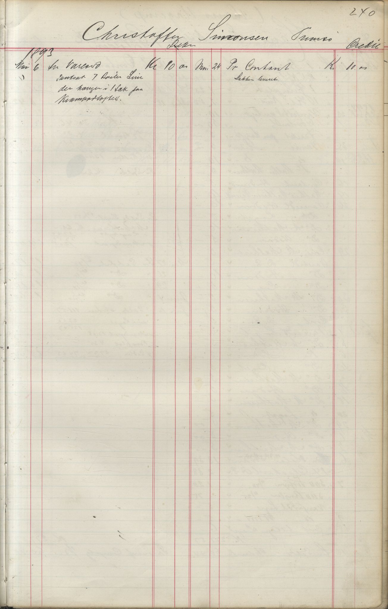 Brodtkorb handel A/S, VAMU/A-0001/F/Fa/L0004/0001: Kompanibøker. Utensogns / Compagnibog for Udensogns Fiskere No 15. Fra A - H, 1882-1895, s. 240