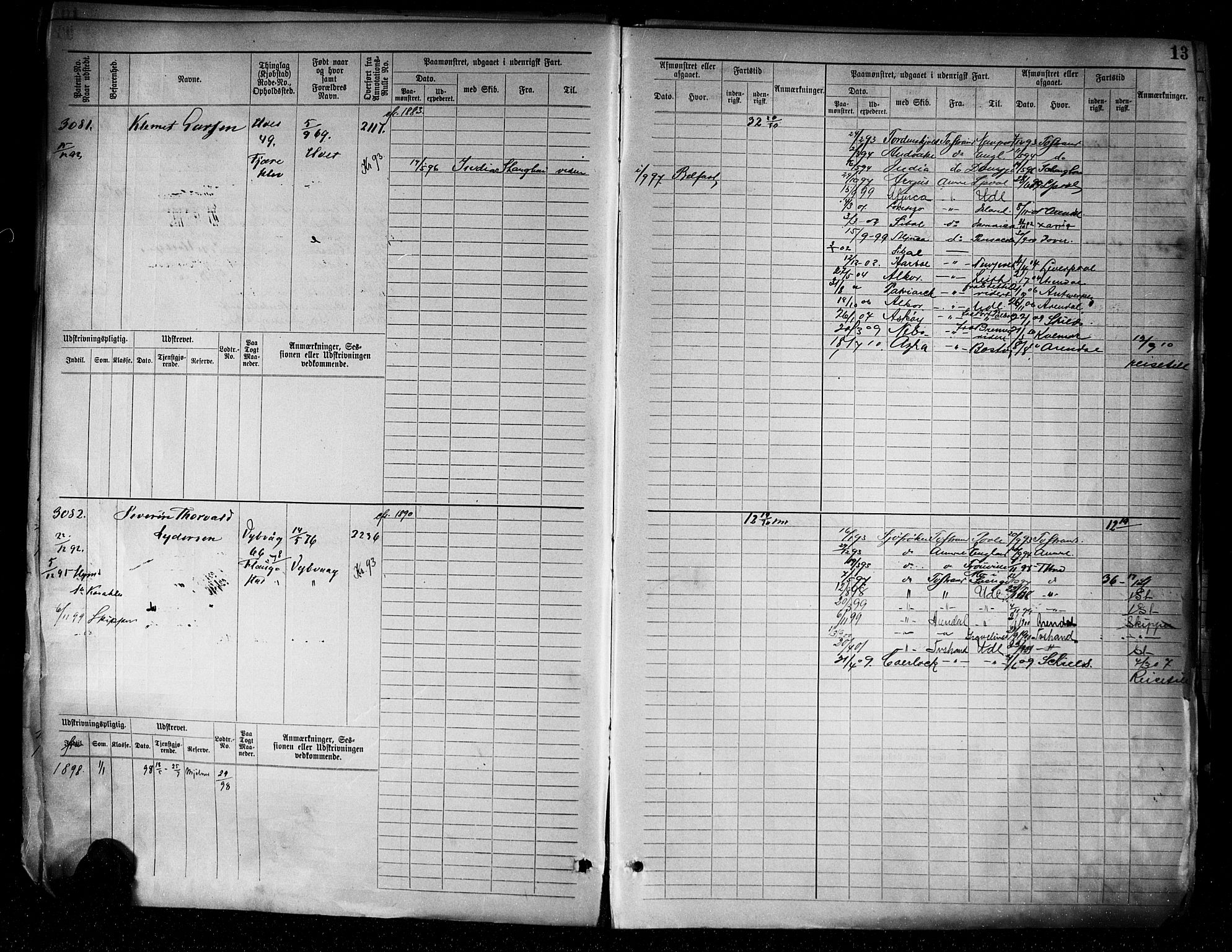 Tvedestrand mønstringskrets, AV/SAK-2031-0011/F/Fb/L0005: Hovedrulle A nr 3057-3817, R-6, 1890-1920, s. 15