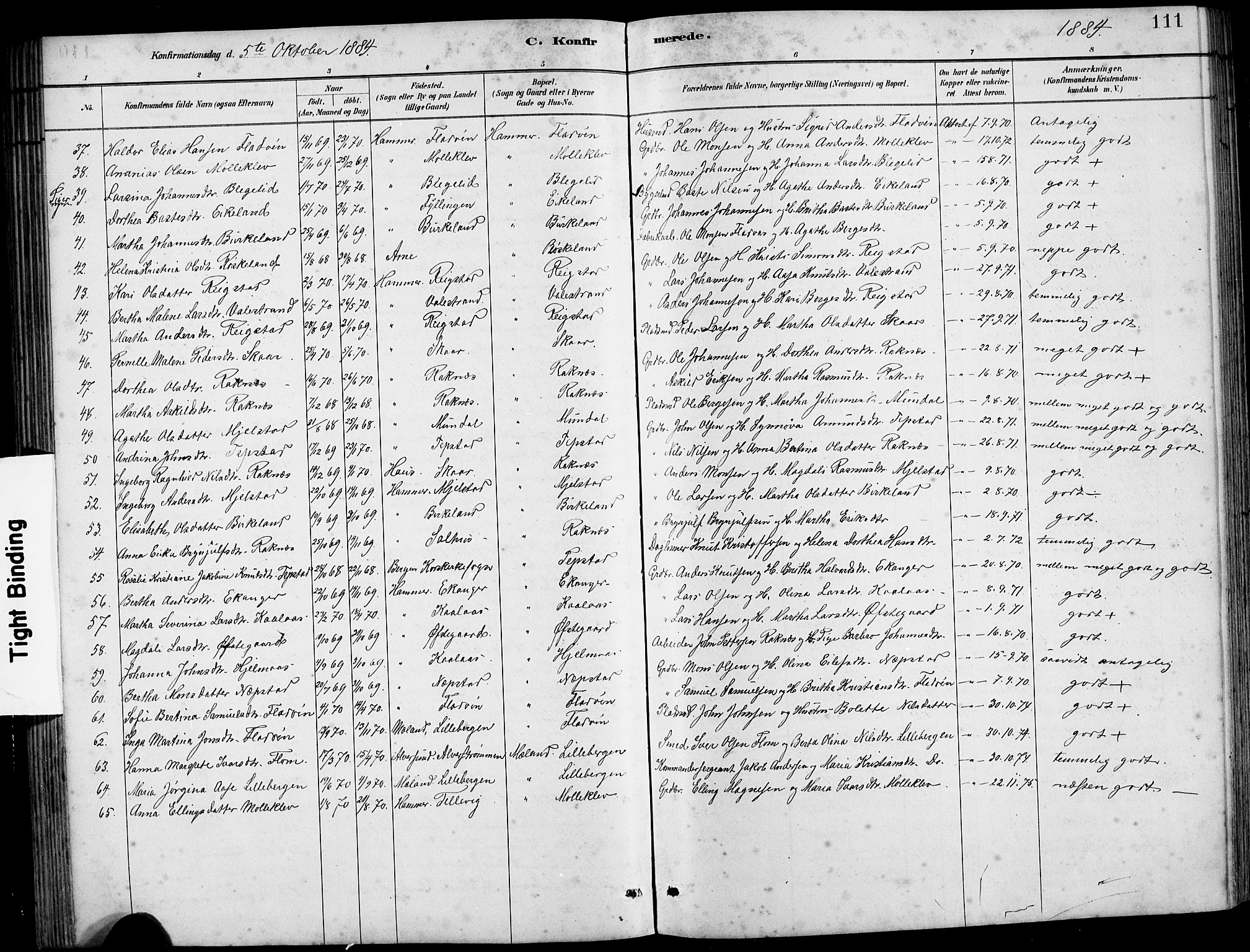 Hamre sokneprestembete, AV/SAB-A-75501/H/Ha/Hab: Klokkerbok nr. B 3, 1881-1898, s. 111