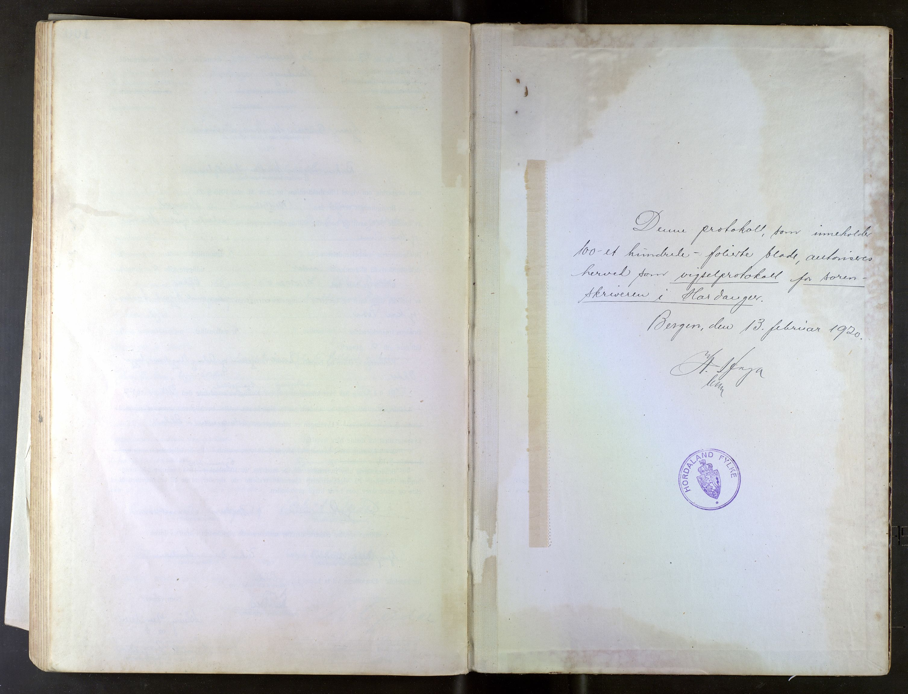 Hardanger sorenskriver, AV/SAB-A-2101/M/Mb/L0001: Vigselsbok, 1920-1947