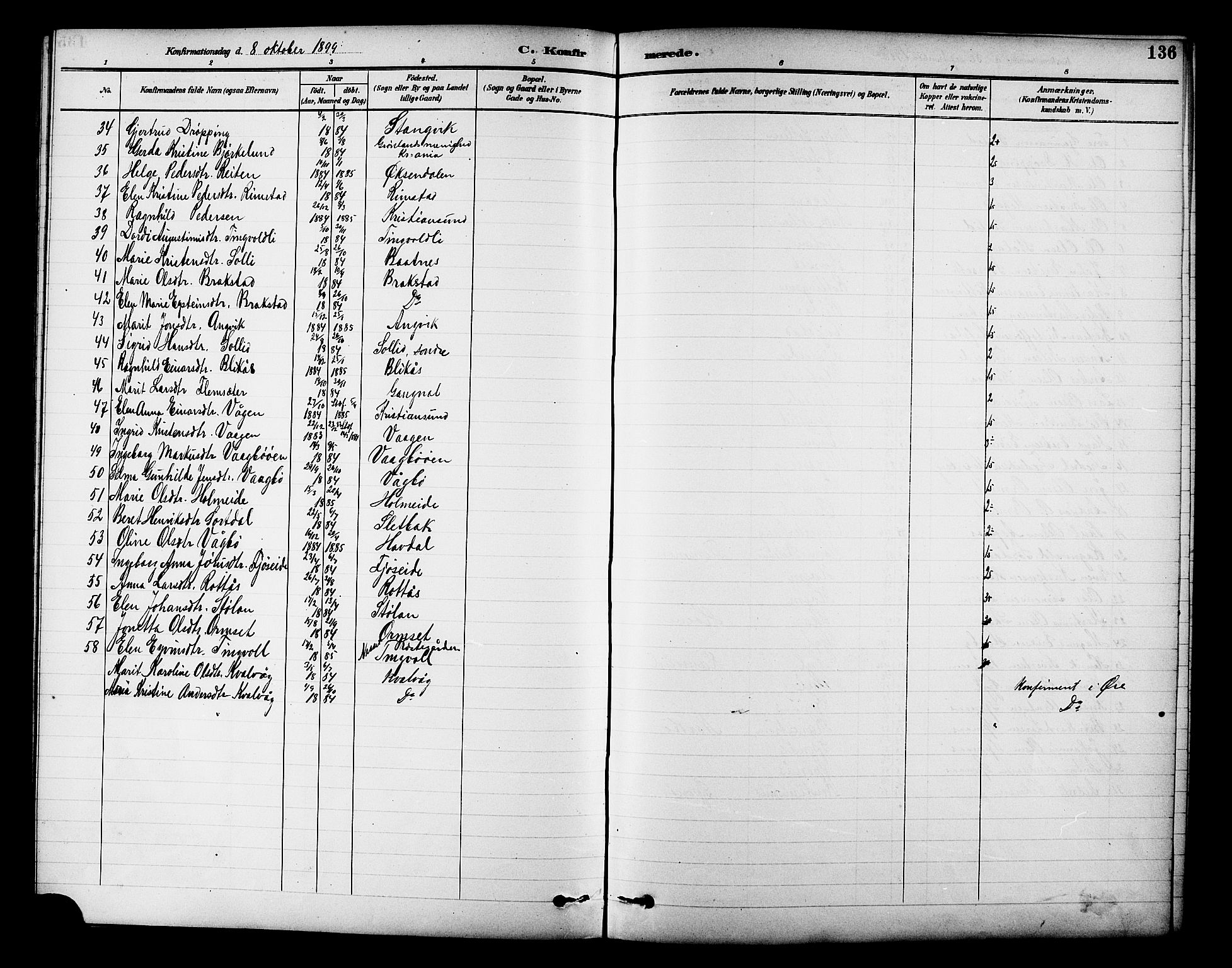 Ministerialprotokoller, klokkerbøker og fødselsregistre - Møre og Romsdal, AV/SAT-A-1454/586/L0992: Klokkerbok nr. 586C03, 1892-1909, s. 136