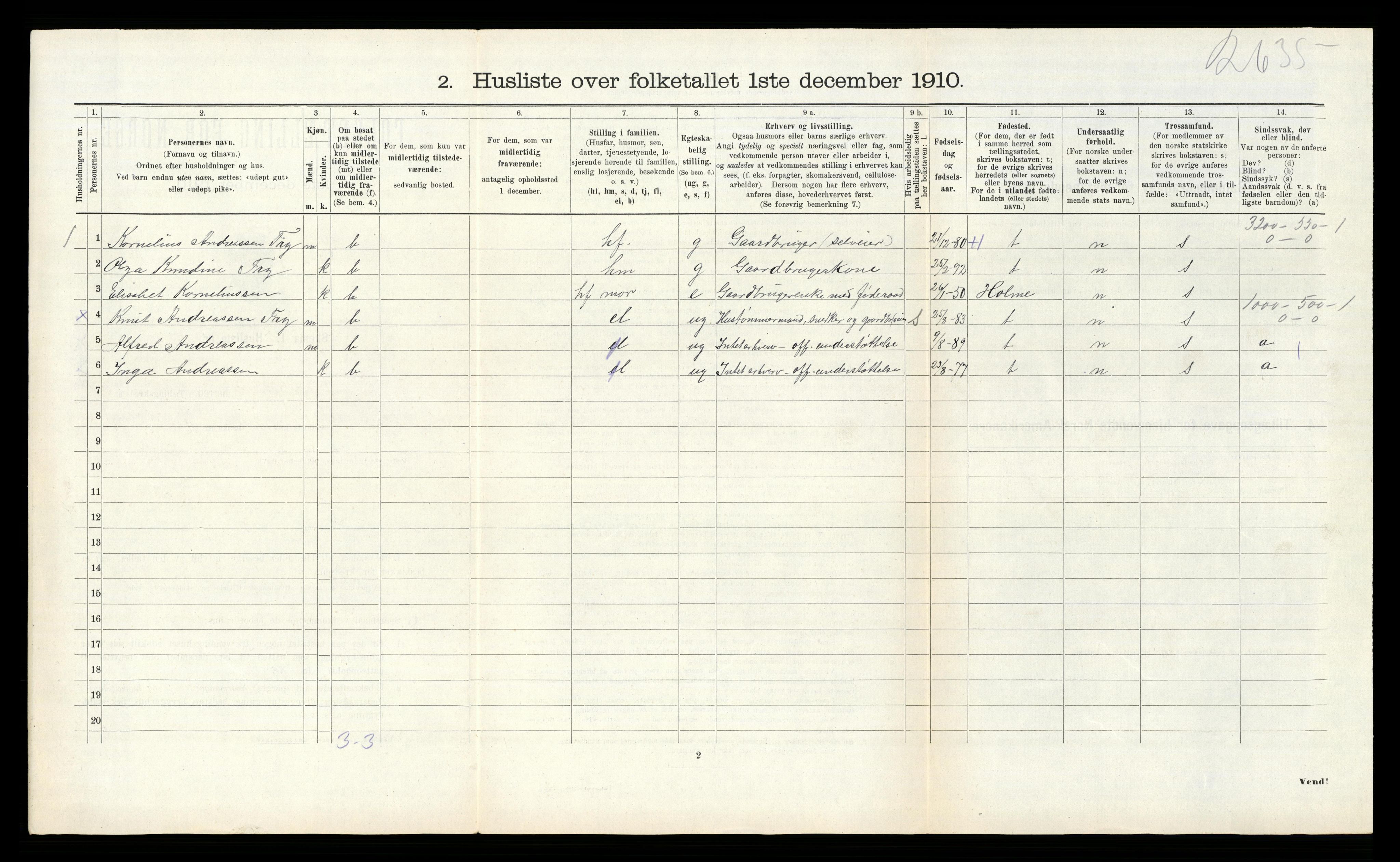 RA, Folketelling 1910 for 1018 Søgne herred, 1910, s. 1169