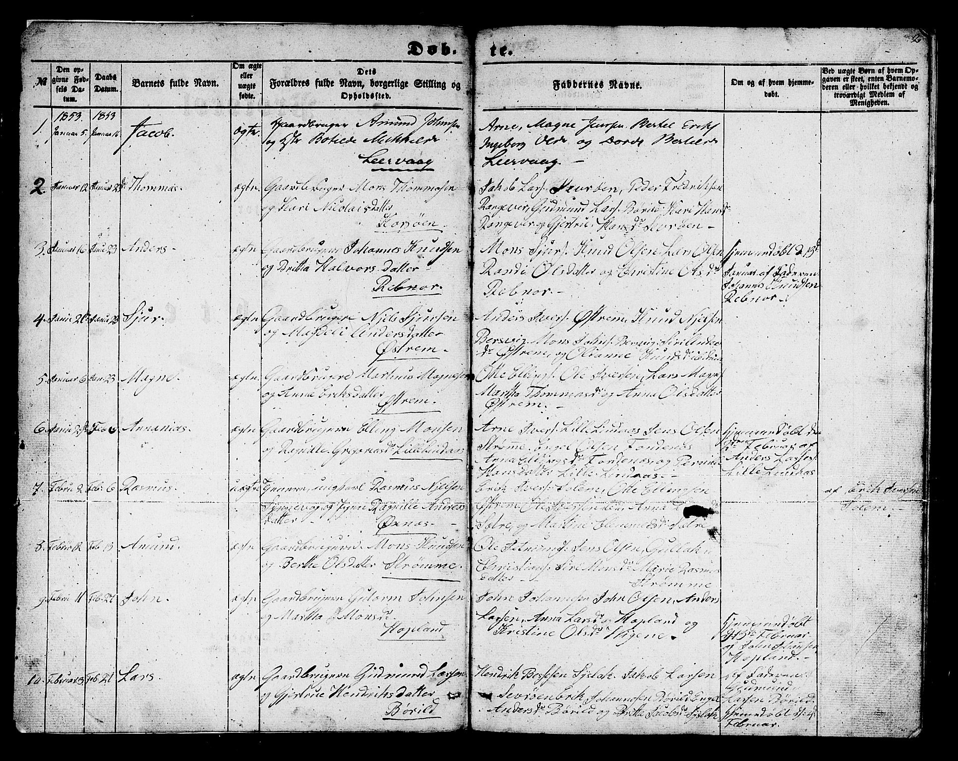 Lindås Sokneprestembete, AV/SAB-A-76701/H/Hab/Habc/L0001: Klokkerbok nr. C 1, 1853-1867, s. 2