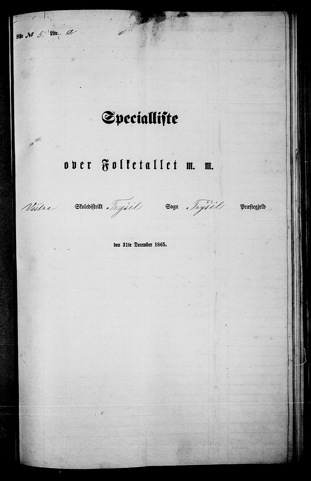 RA, Folketelling 1865 for 0428P Trysil prestegjeld, 1865, s. 72