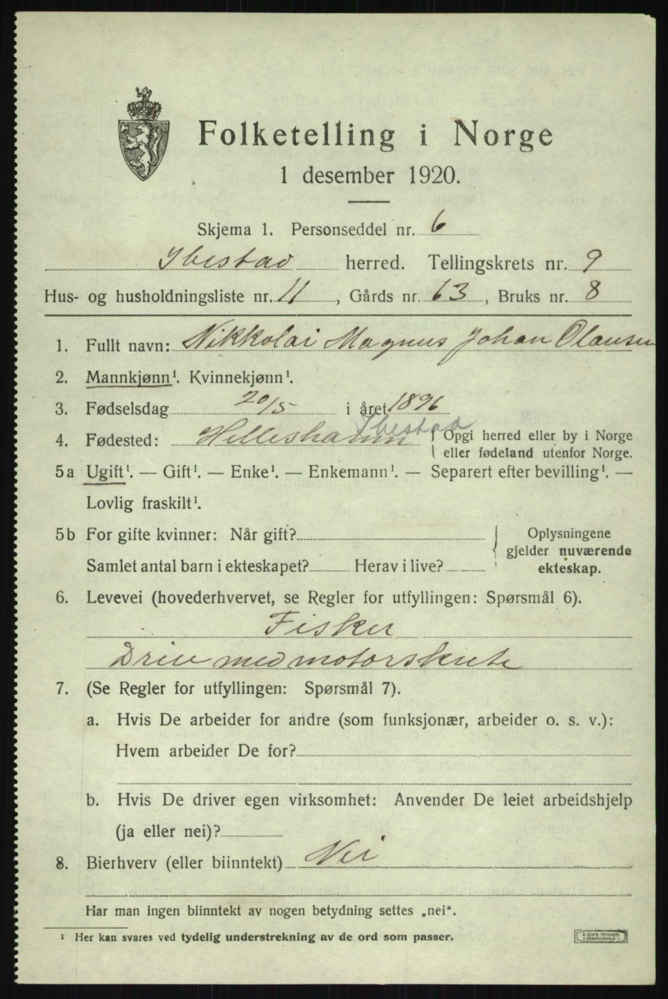 SATØ, Folketelling 1920 for 1917 Ibestad herred, 1920, s. 5585