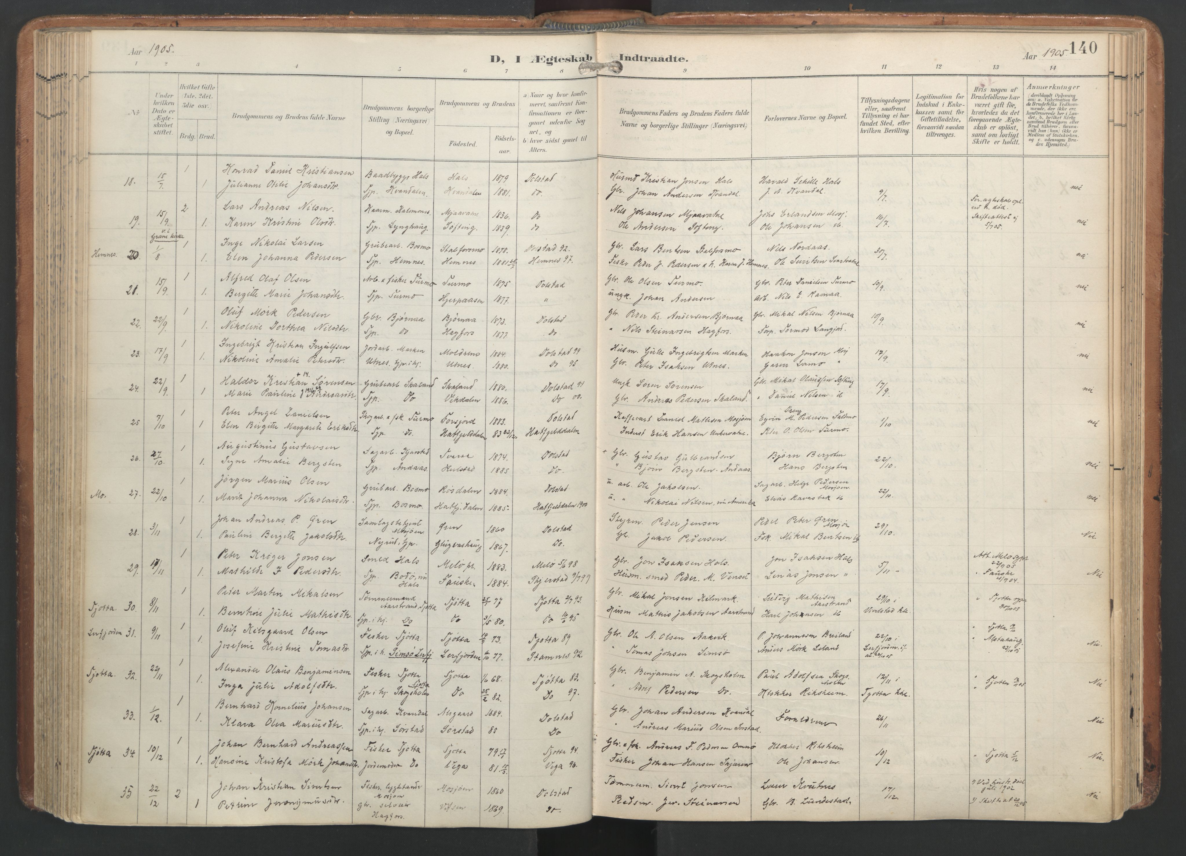 Ministerialprotokoller, klokkerbøker og fødselsregistre - Nordland, SAT/A-1459/820/L0298: Ministerialbok nr. 820A19, 1897-1915, s. 140