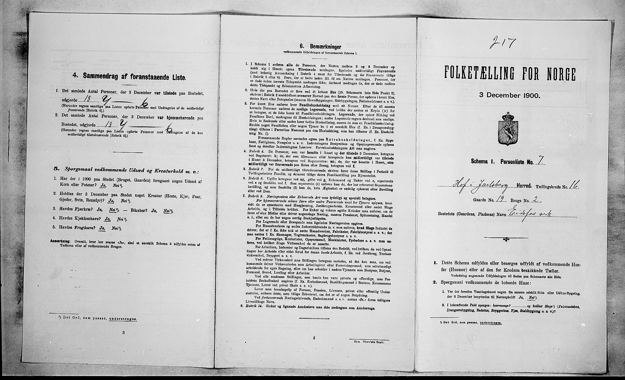 RA, Folketelling 1900 for 0714 Hof herred, 1900, s. 140