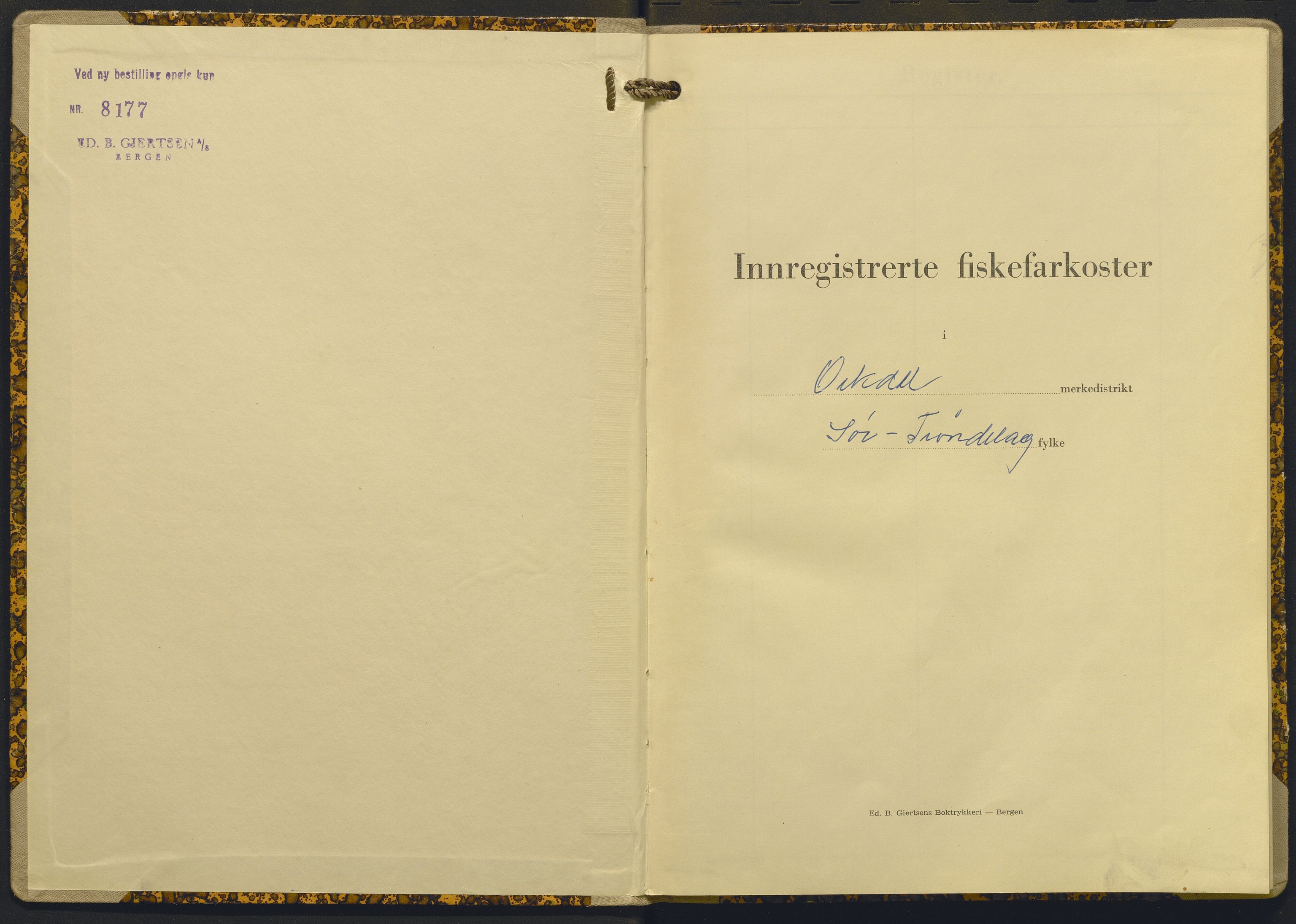 Fiskeridirektoratet - 1 Adm. ledelse - 13 Båtkontoret, AV/SAB-A-2003/I/Ia/Iae/L0035: 135.0518/1 Merkeprotokoll - Orkdal, 1962-1975